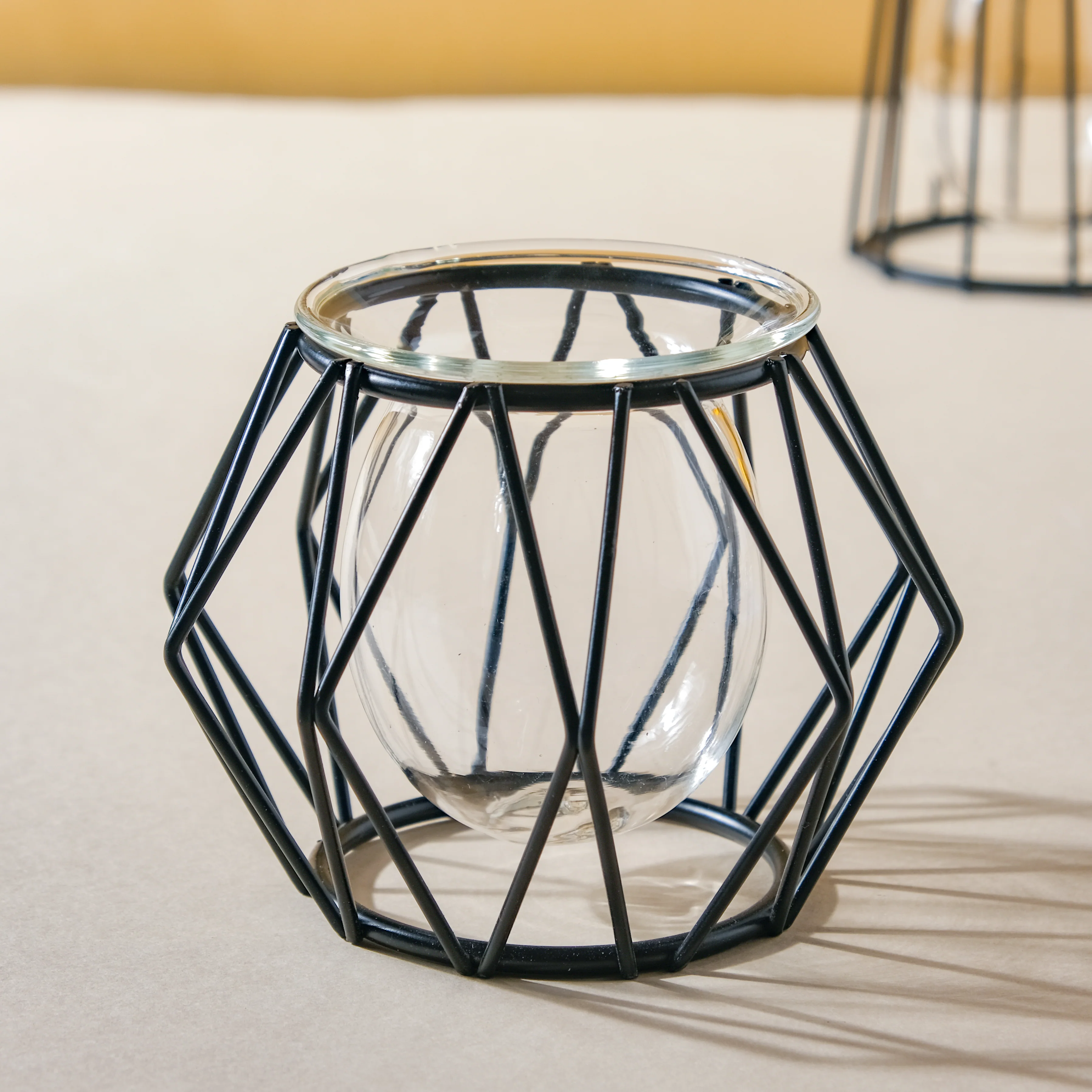 Metal and Glass Planter - Black - Image 7