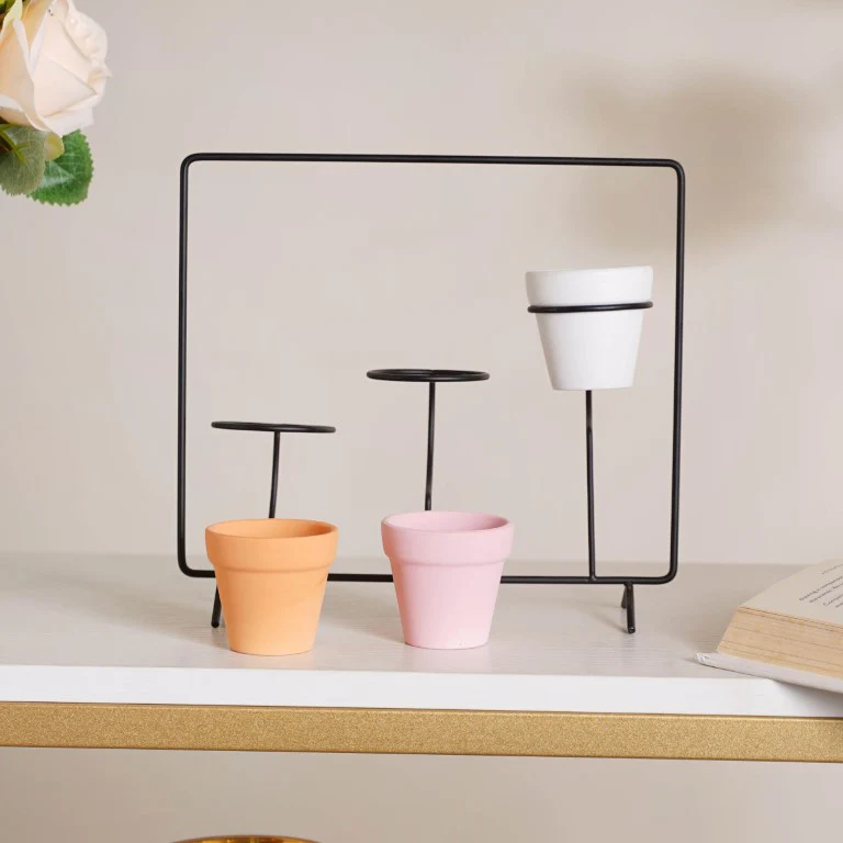 Metal Ceramic Planter with Stand - Image 5