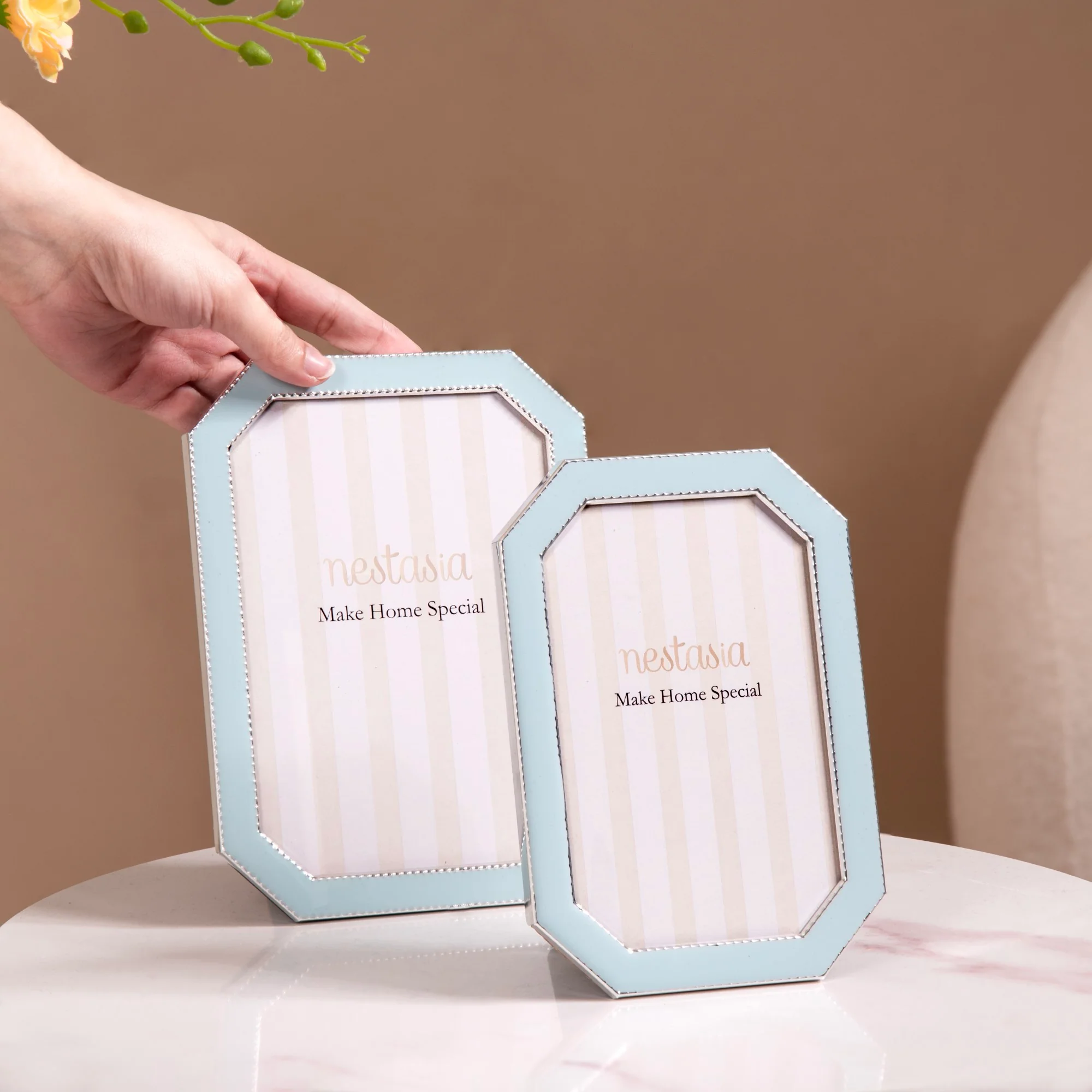 Metal Plated Picture Frame Blue Set Of 2 - Image 3