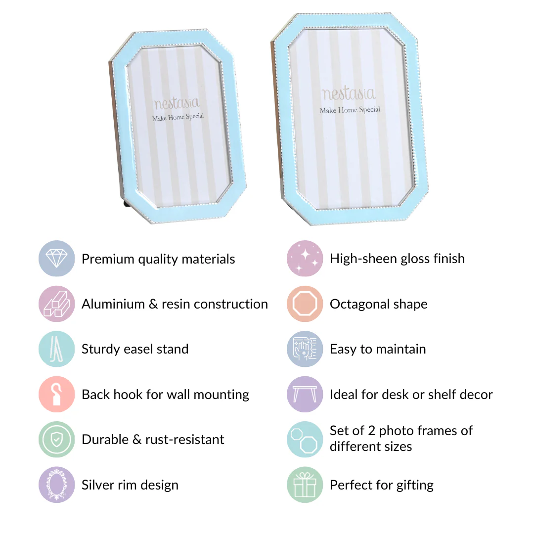 Metal Plated Picture Frame Blue Set Of 2 - Image 8