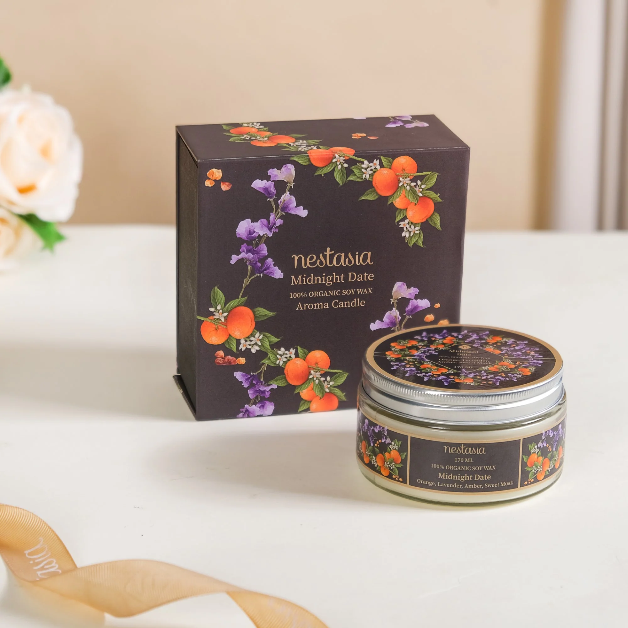 Midnight Date Scented Candle Jar For Aromatherapy 170ml - Image 2