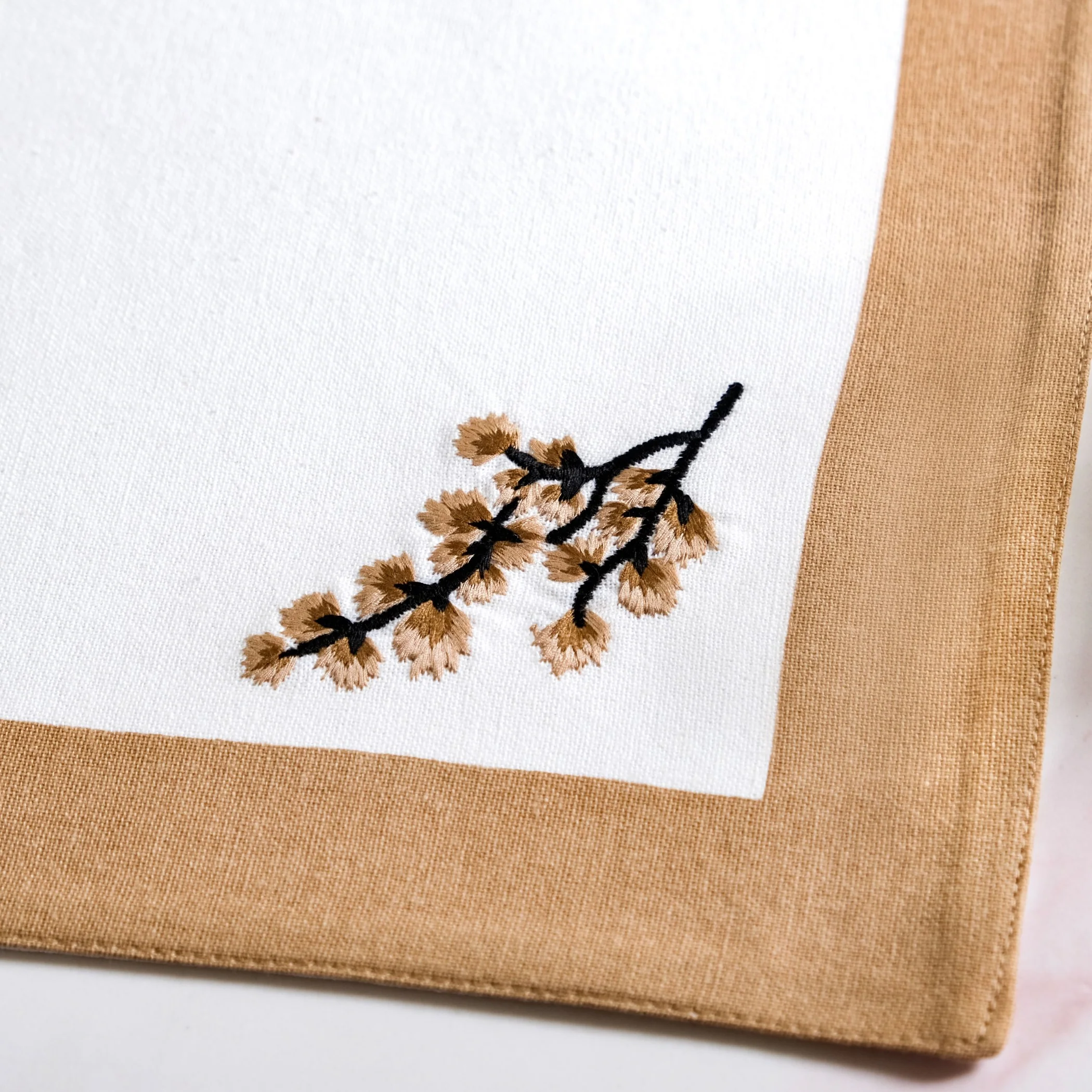 Midori Embroidered Placemats And Napkins Table Set Of 12 In Brown - Image 6