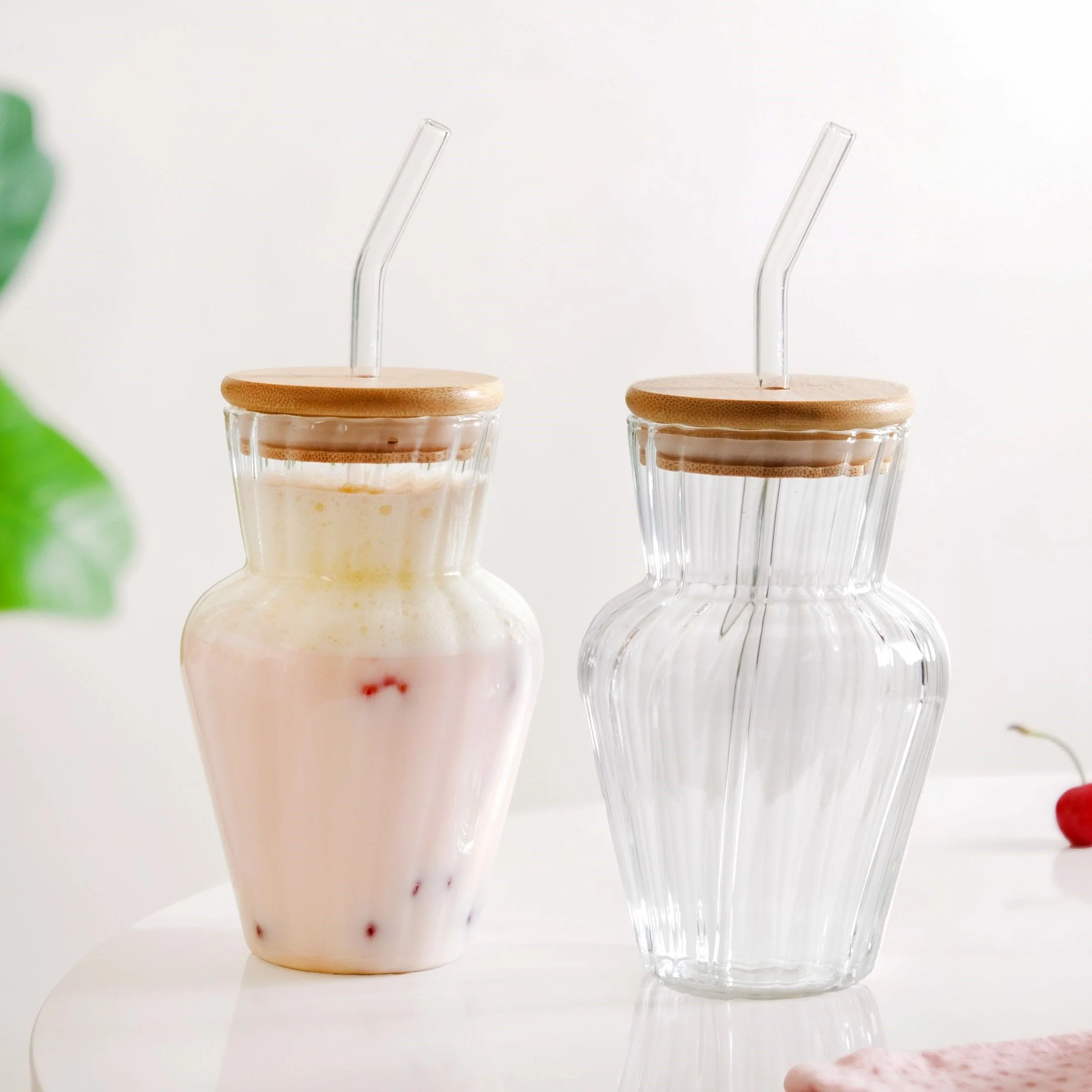 Milkshake Glass Tumbler With Lid And Straw Set Of 2 450ml - Image 11