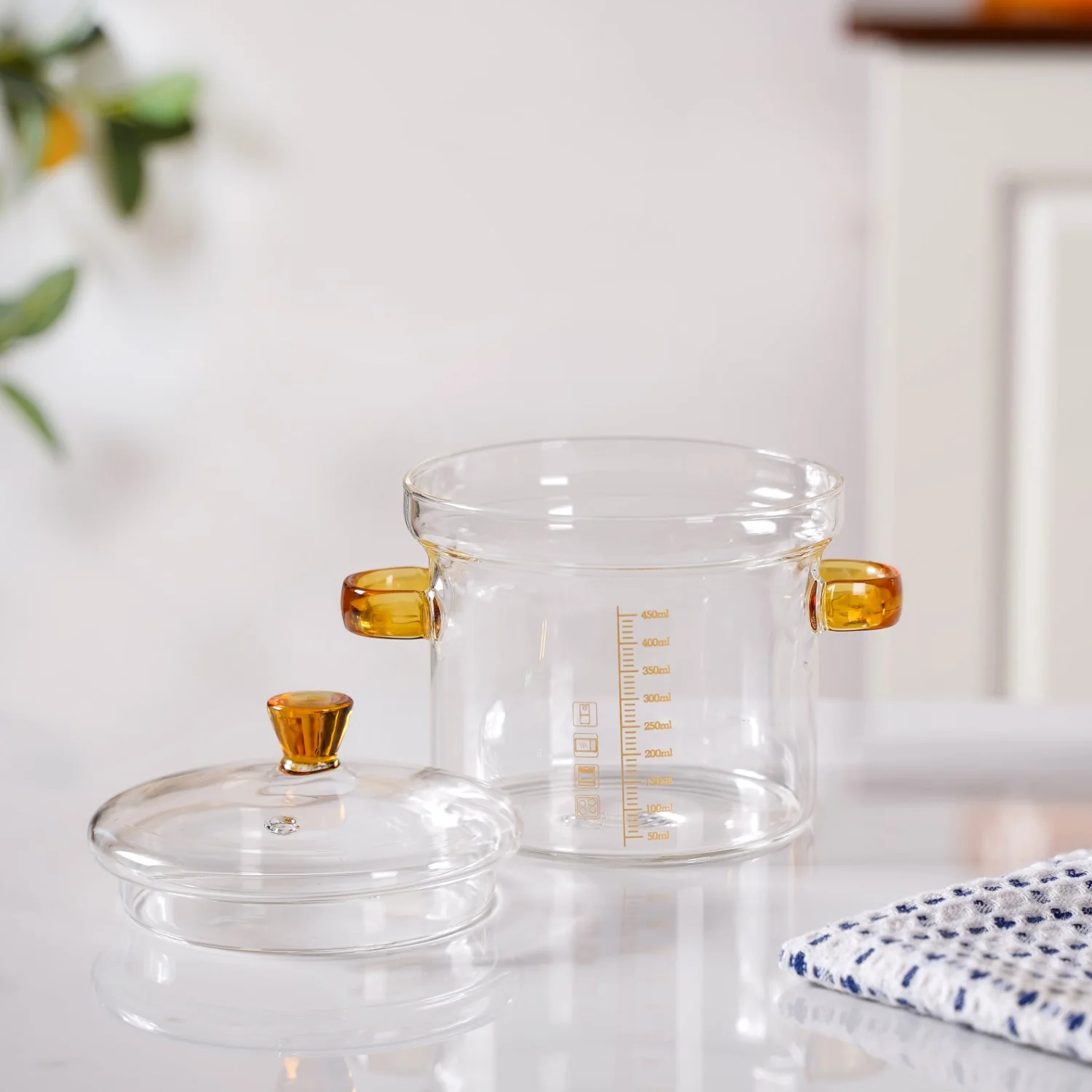 Mini Borosilicate Glass Pot With Lid 450ml - Image 3
