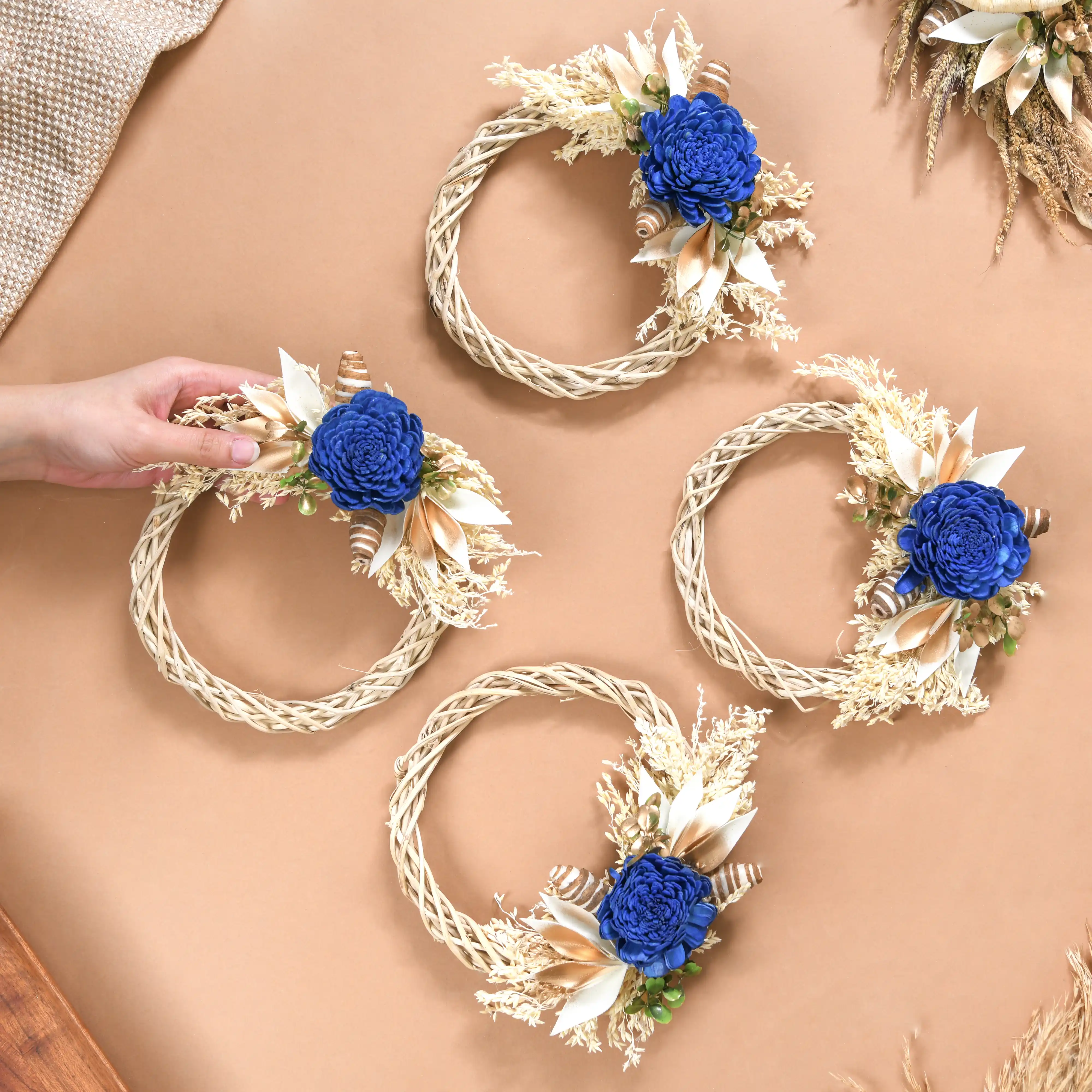Mini Shola Flower Wreath Eco-Friendly Set Of 4 - Image 9