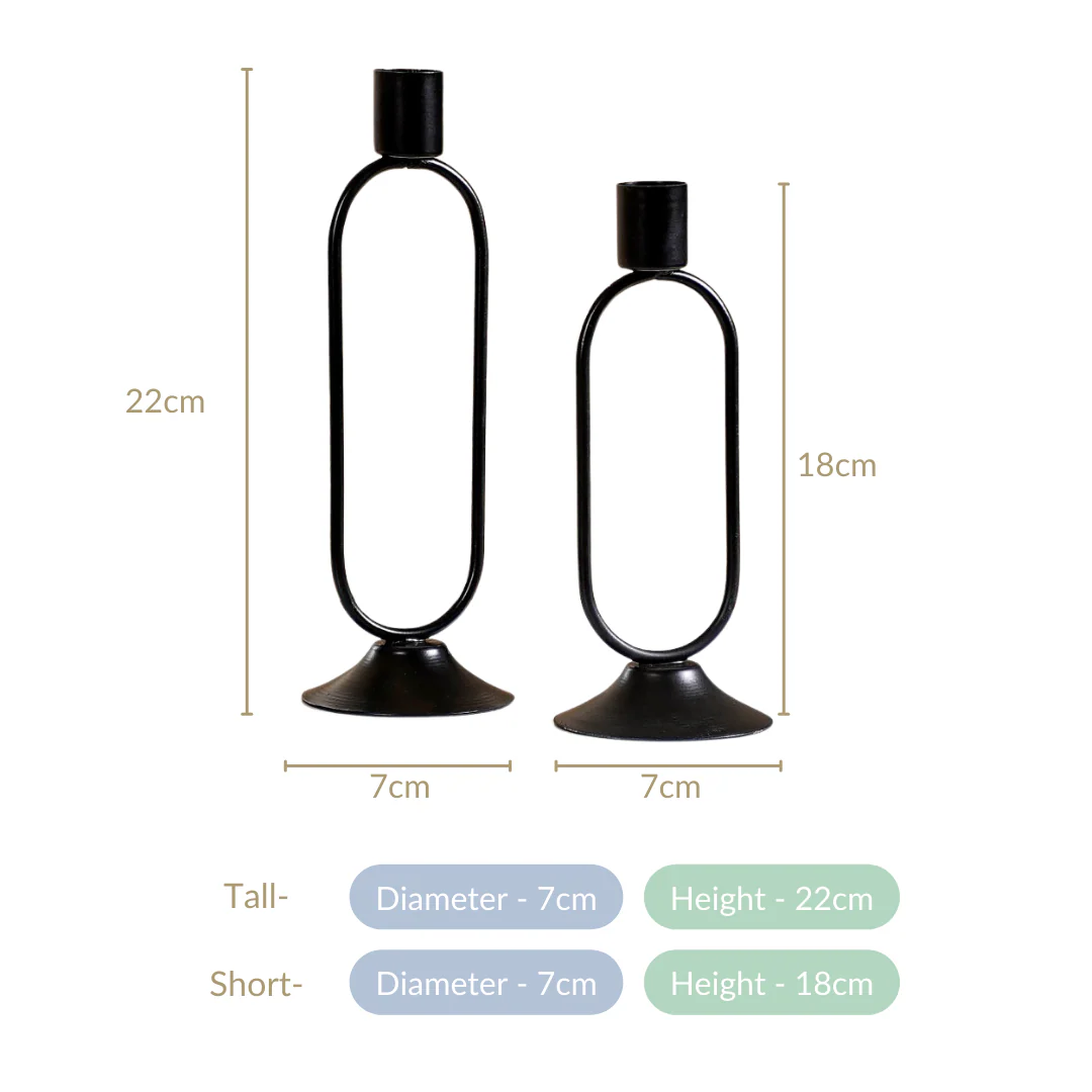 Minimalist Metal Taper Candle Holder Set of 2 Black - Image 5