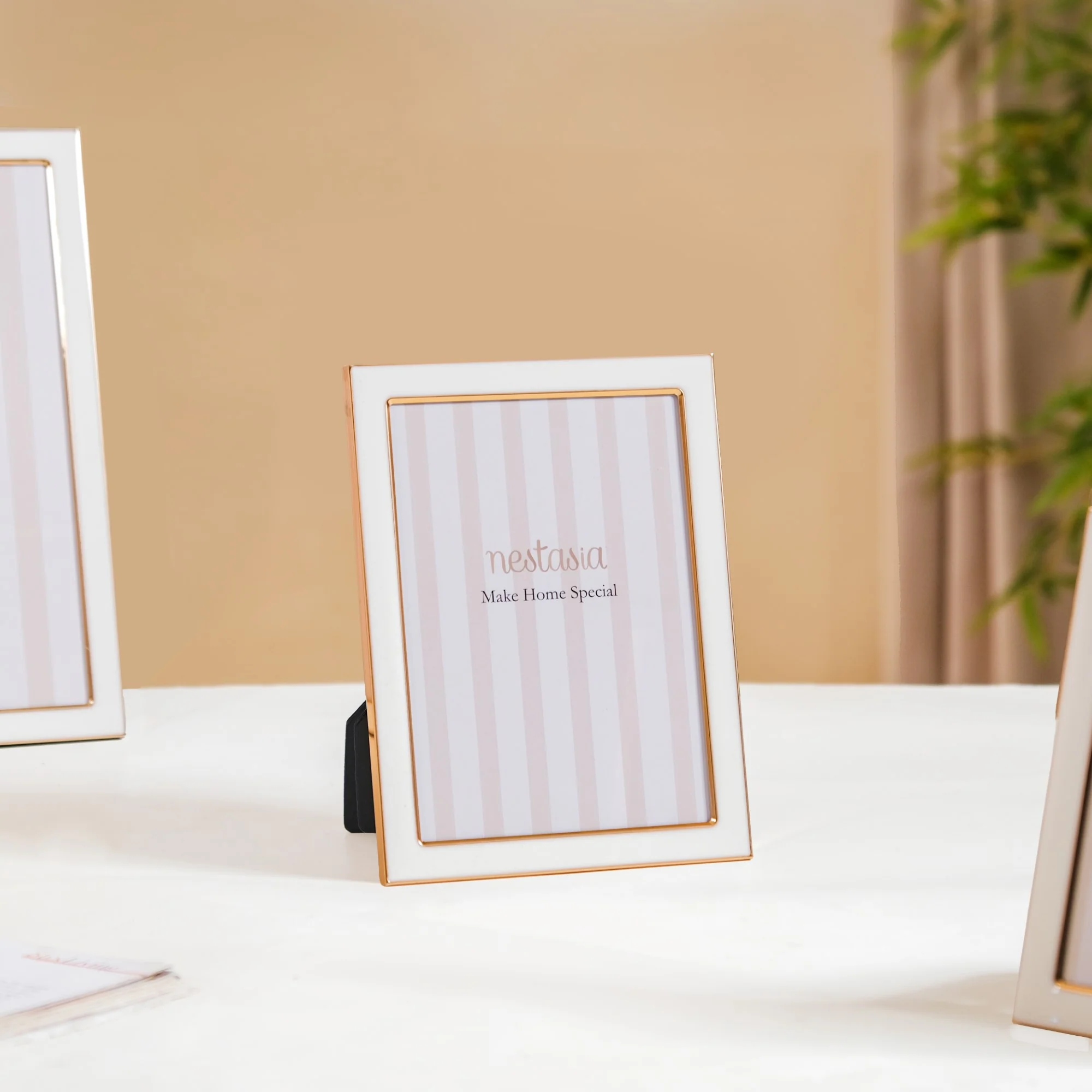 Minimalist Rectangle Photo Frame Set Of 3 White Gold - Image 5