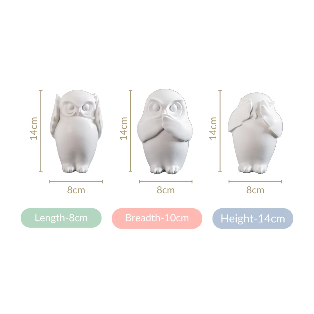 Minimalist Wise Owls Showpiece White Set Of 3 - Image 6