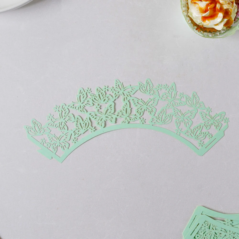 Mint Green Butterfly Lace Cupcake Wrapper Set of 20 - Image 6