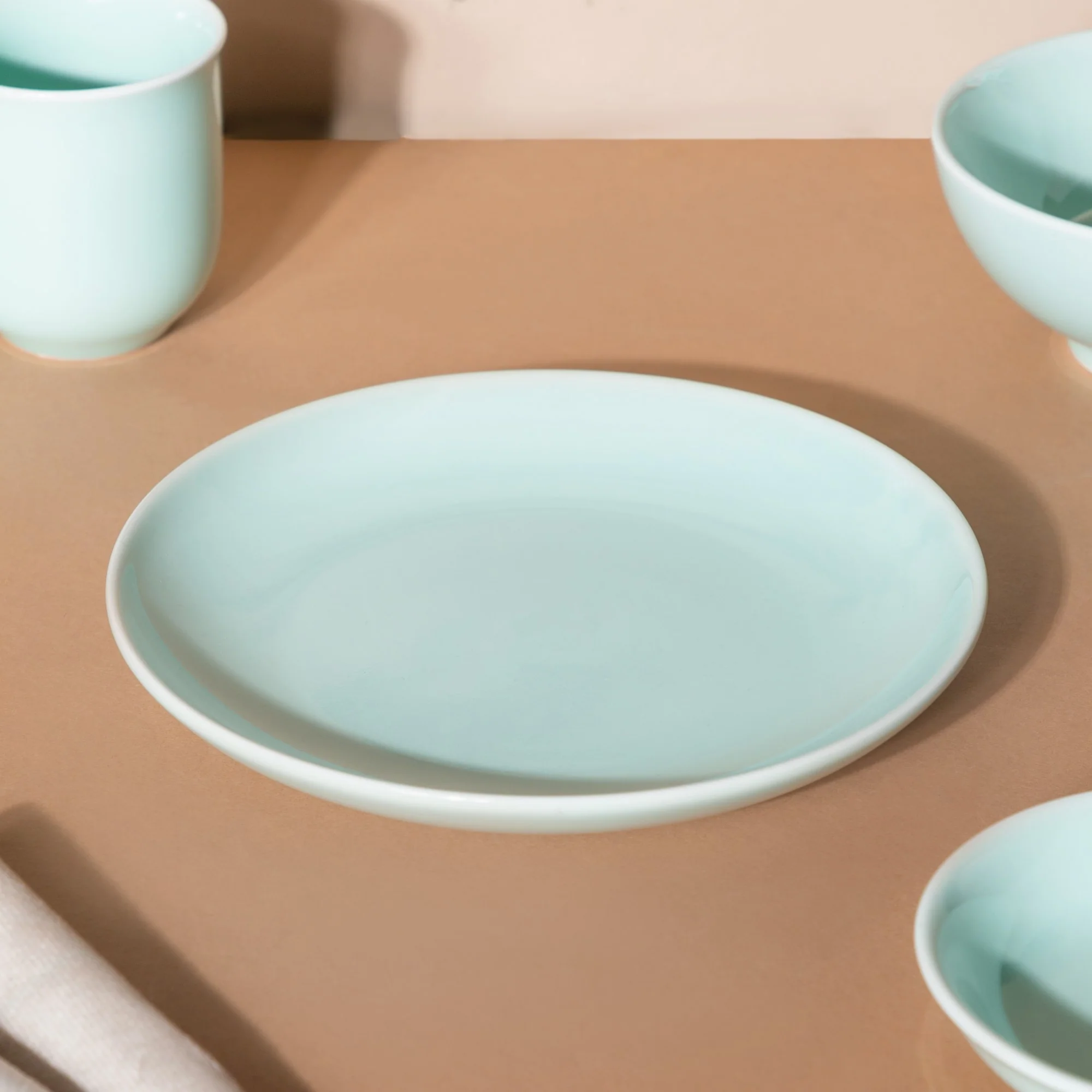 Mint Green Ceramic dinner set components For One - Image 4