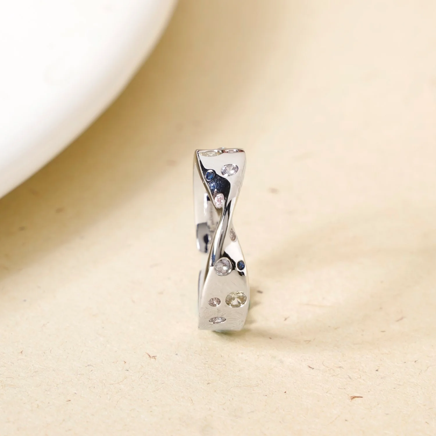Mobius Strip Gem Studded Ring - Image 6