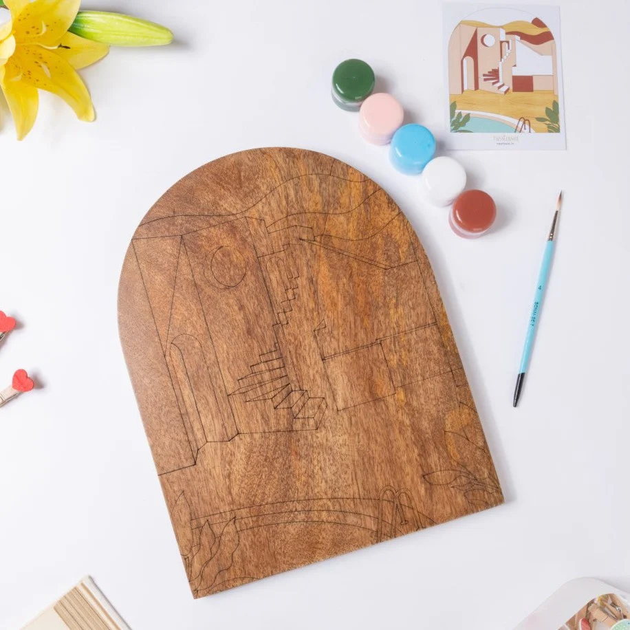Modern Poolside Wooden DIY Paint Kit 13x10 Inch