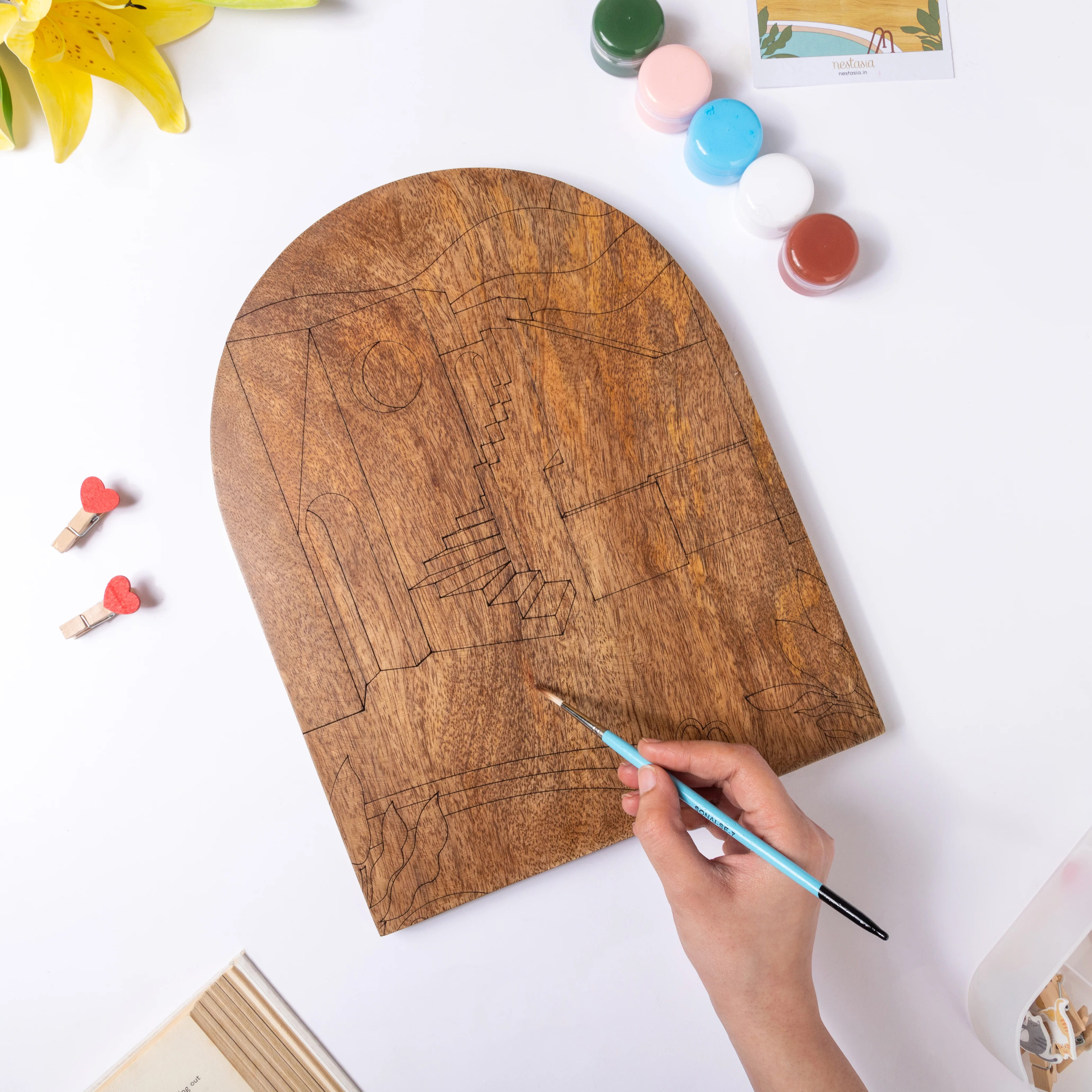 Modern Poolside Wooden DIY Paint Kit 13x10 Inch - Image 3