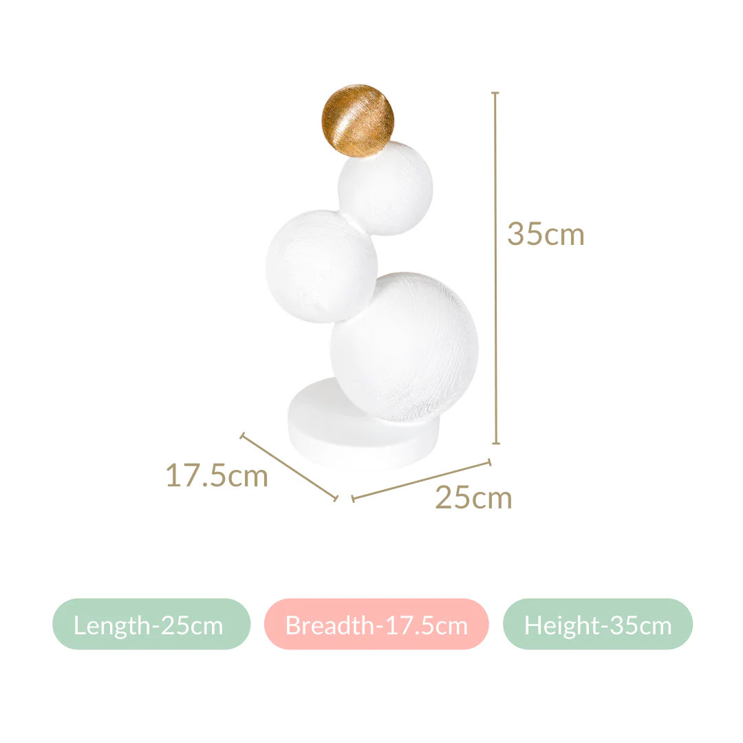 Modern Spheres Sculpture White And Gold - Image 5