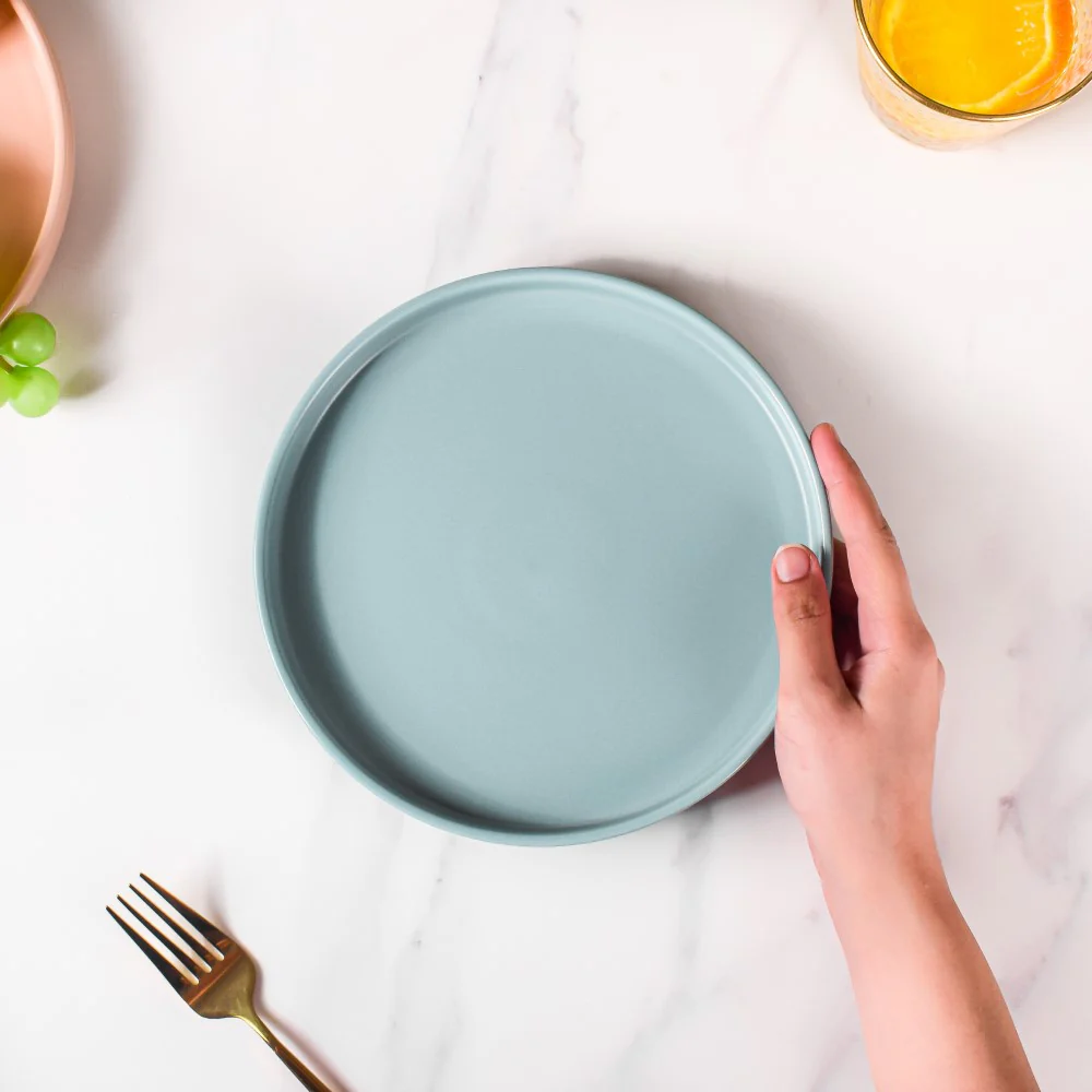 Modern Stoneware Snack Plate Blue - Image 2