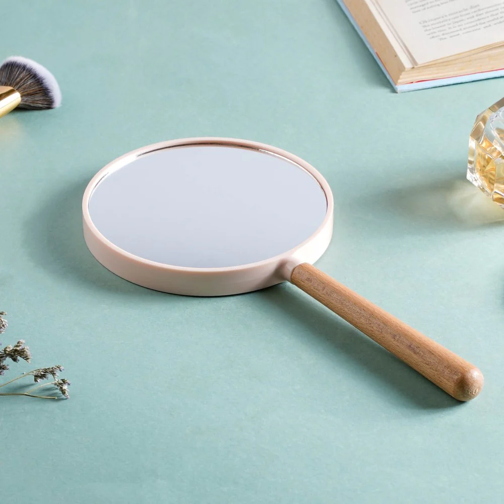 Modern Two Sided Handheld Mirror Baby Pink - Image 5