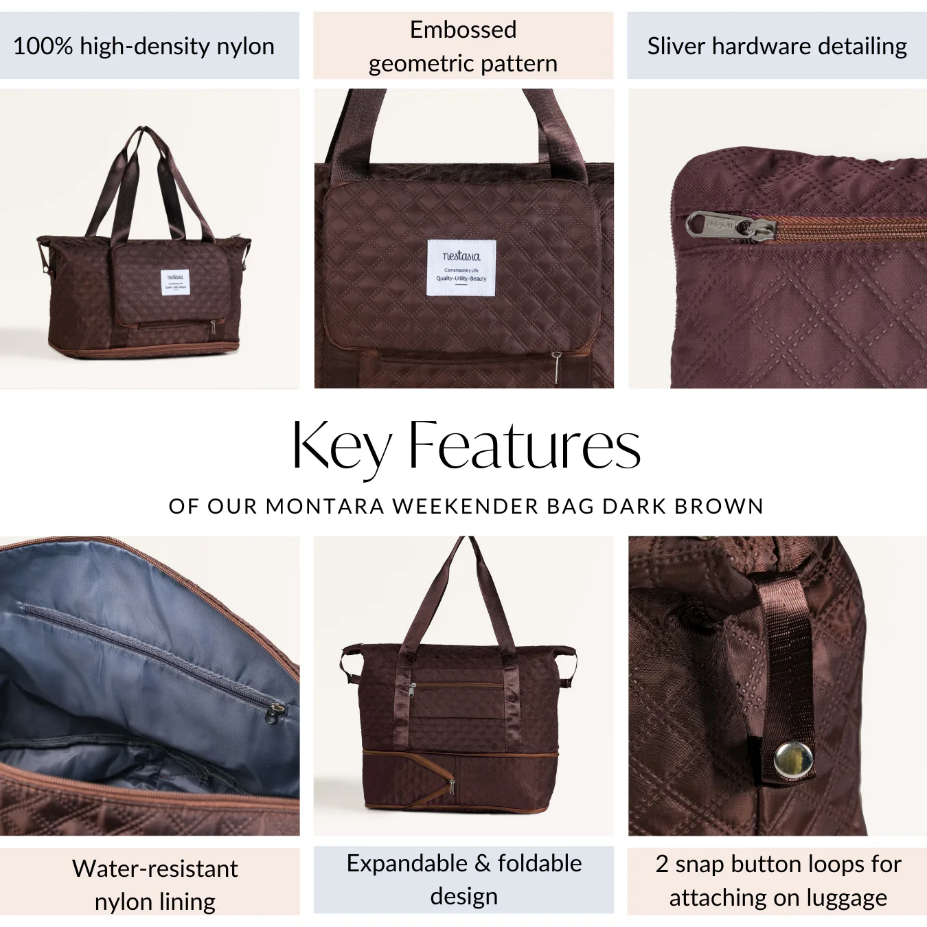 Montara Extendable Foldable Bag Dark Brown - Image 5