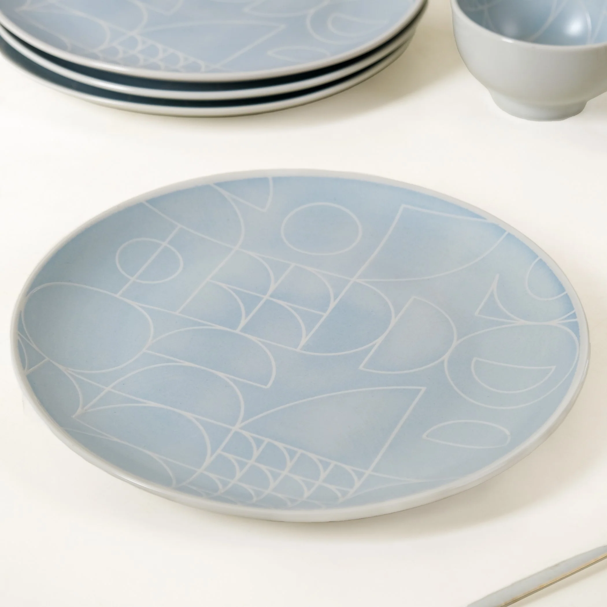 Monvia Art Deco Printed Dinner Plate Set Of 4 Blue 10 Inch - Image 2