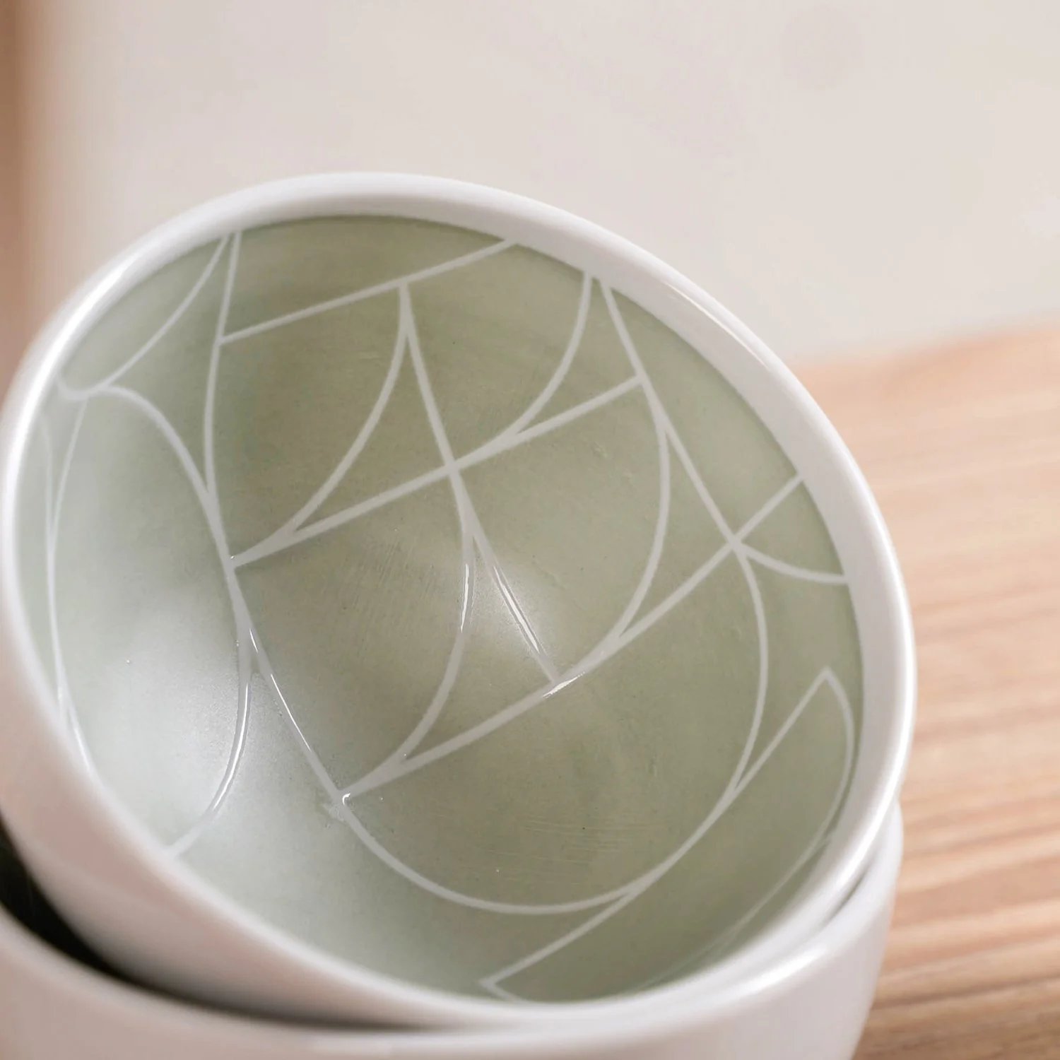 Monvia Geometric Pattern Ceramic Bowl Set Of 4 Mint 325ml - Image 7