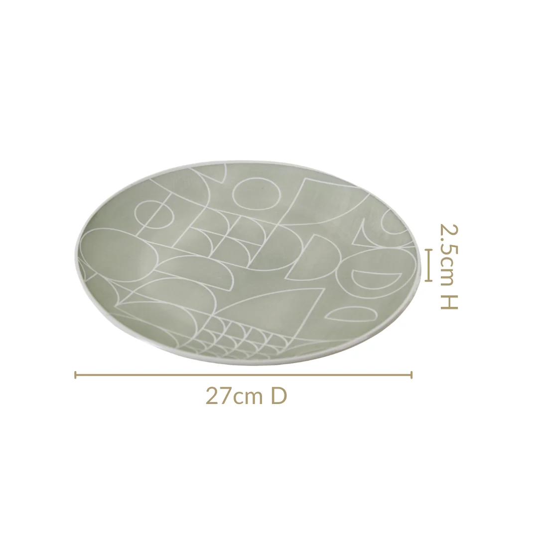 Monvia Geometric Pattern Dinner Plate Set Of 4 Mint 10 Inch - Image 4