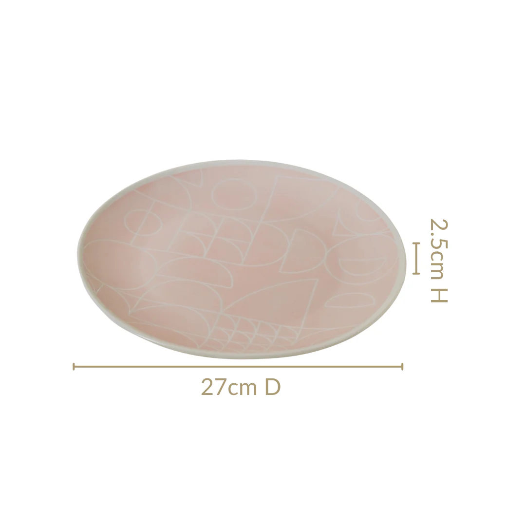 Monvia Pastel Pink Art Deco Style Dinner Plate Set Of 4 10 Inch - Image 4
