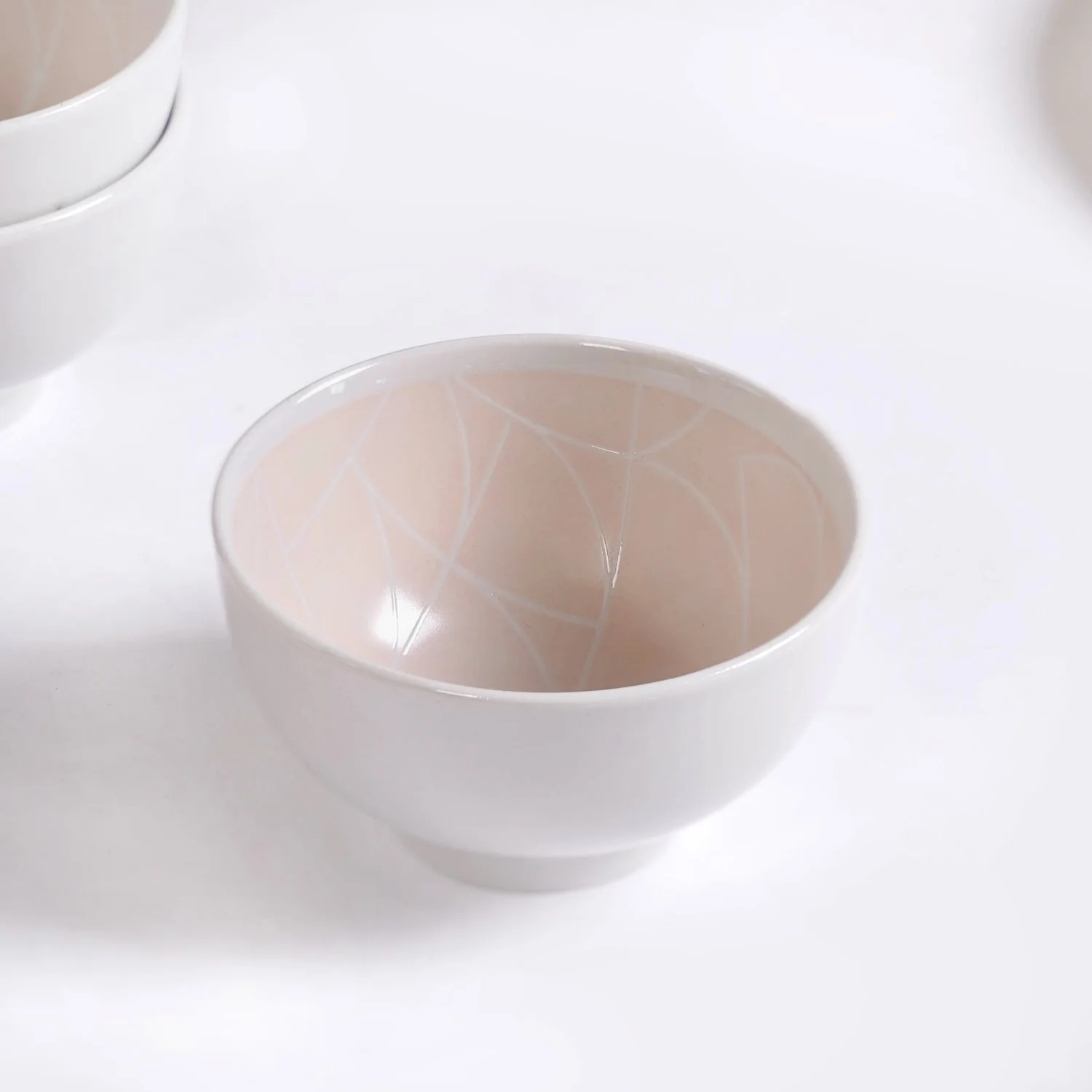 Monvia Pastel Pink Art Deco Style Snack Bowl Set Of 4 325ml - Image 5