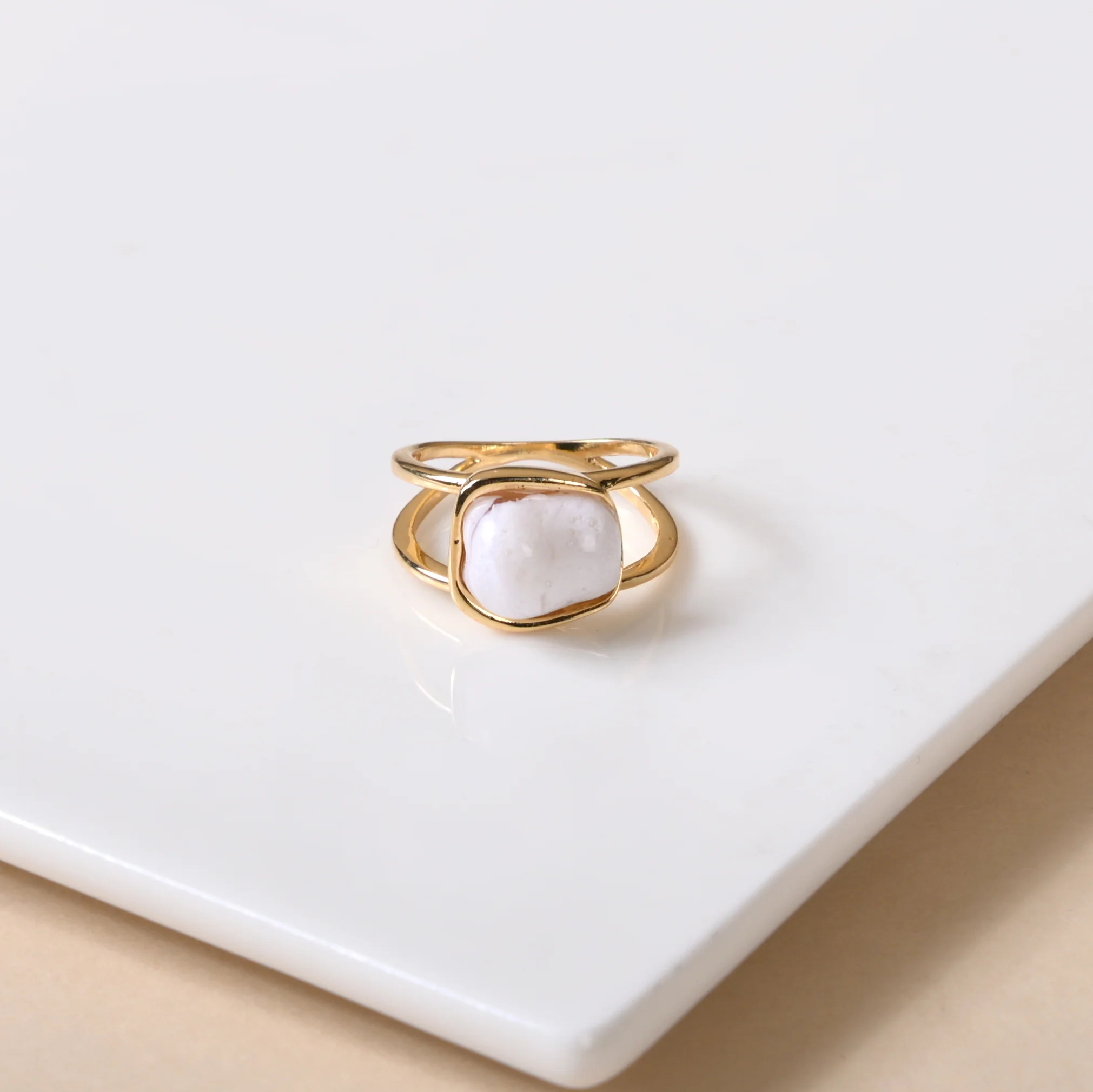 Moonlit Glow Statement Gold Ring - Image 5