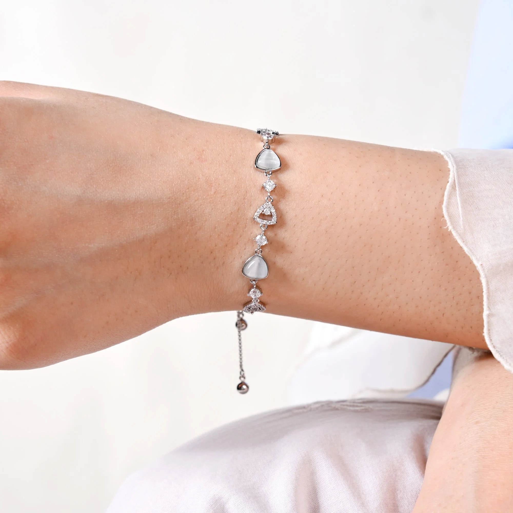 Moonstone Silver Chain Bracelet - Image 2