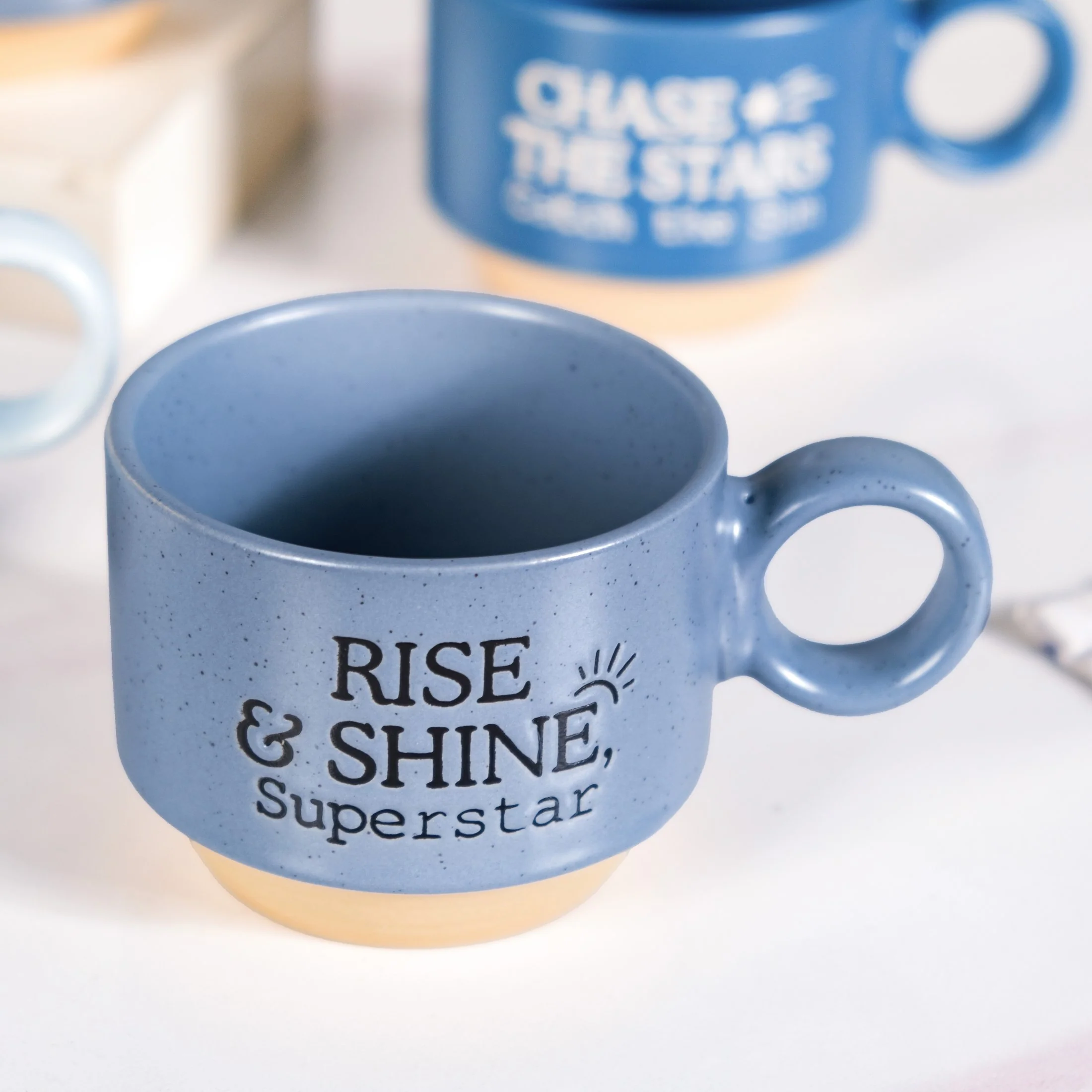 Morning Motivation Stackable Cup Set Of 4 Blue 215ml - Image 7