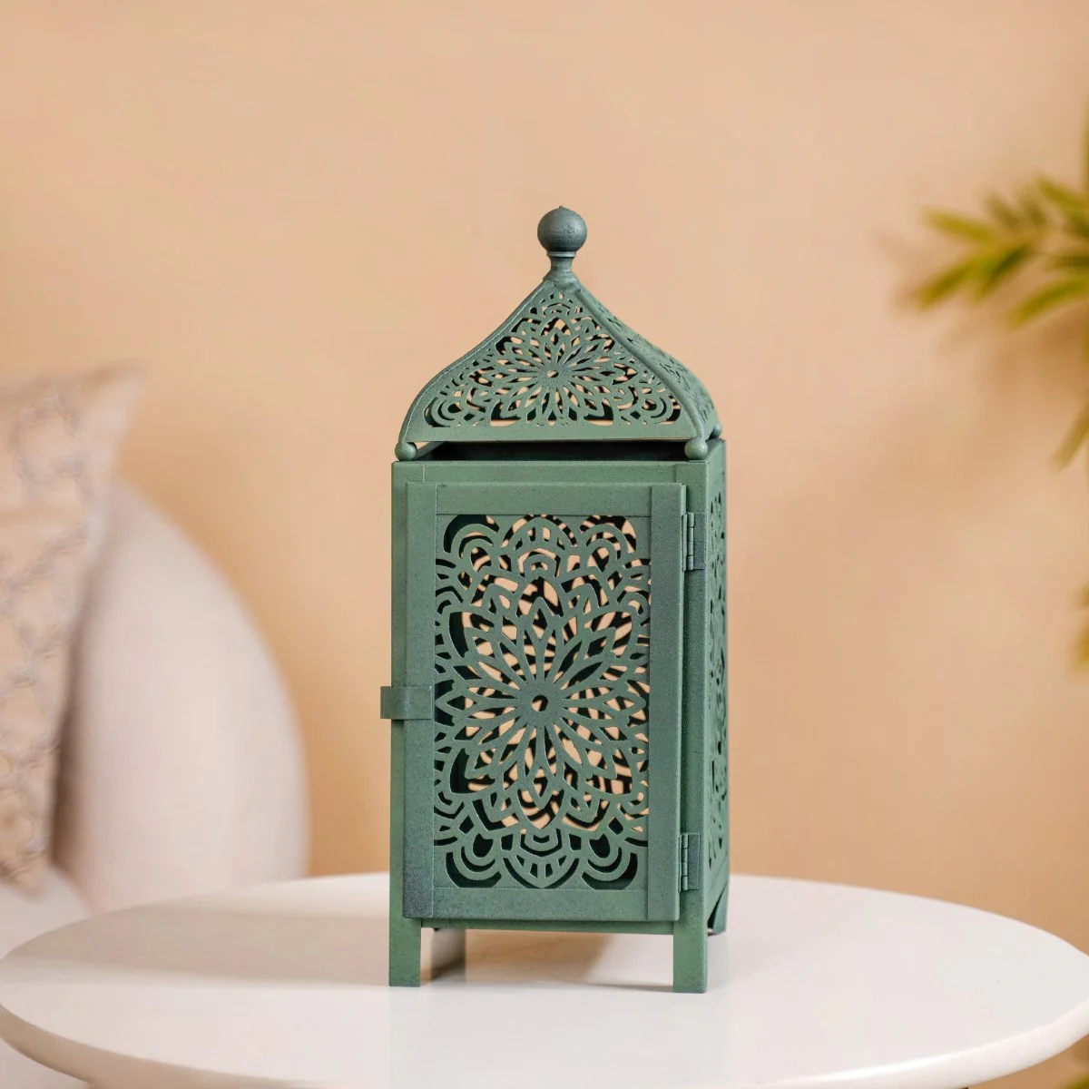 Moroccan Decorative Metal Lantern Sage Green - Image 8