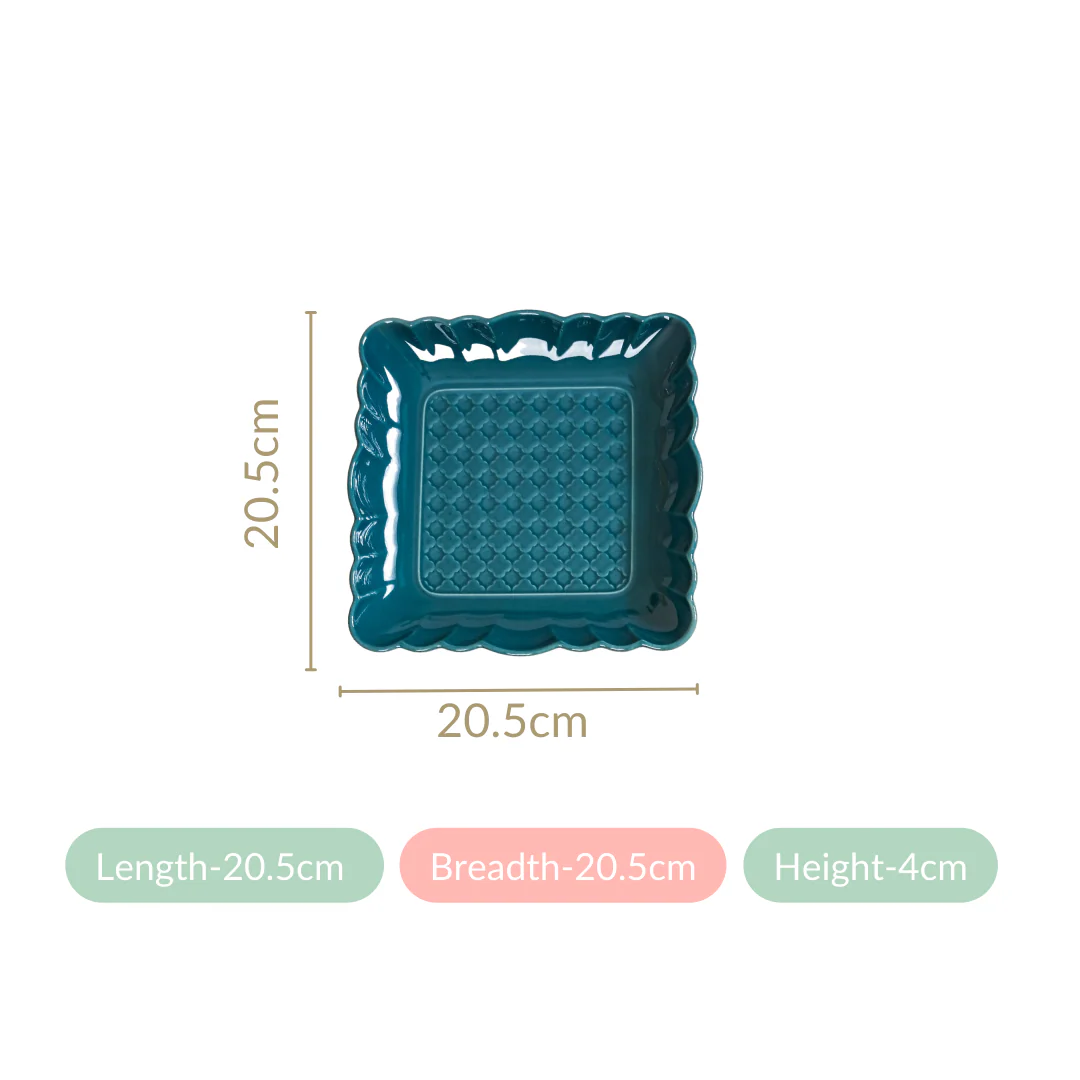 Moroccan Motif Square Platter Dark Green Set Of 2 8 Inch - Image 6