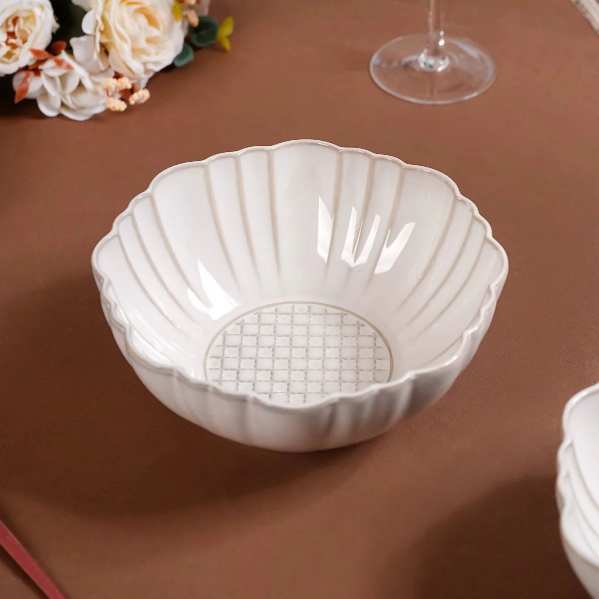 Moroccan Motif Serving Bowl Stoneware Ivory Set Of 2 1200ml - Image 10