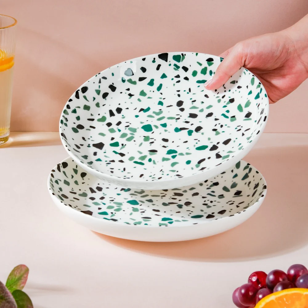 Mosaic Plate Dark Green Set Of 2 8.5 Inch - Image 2