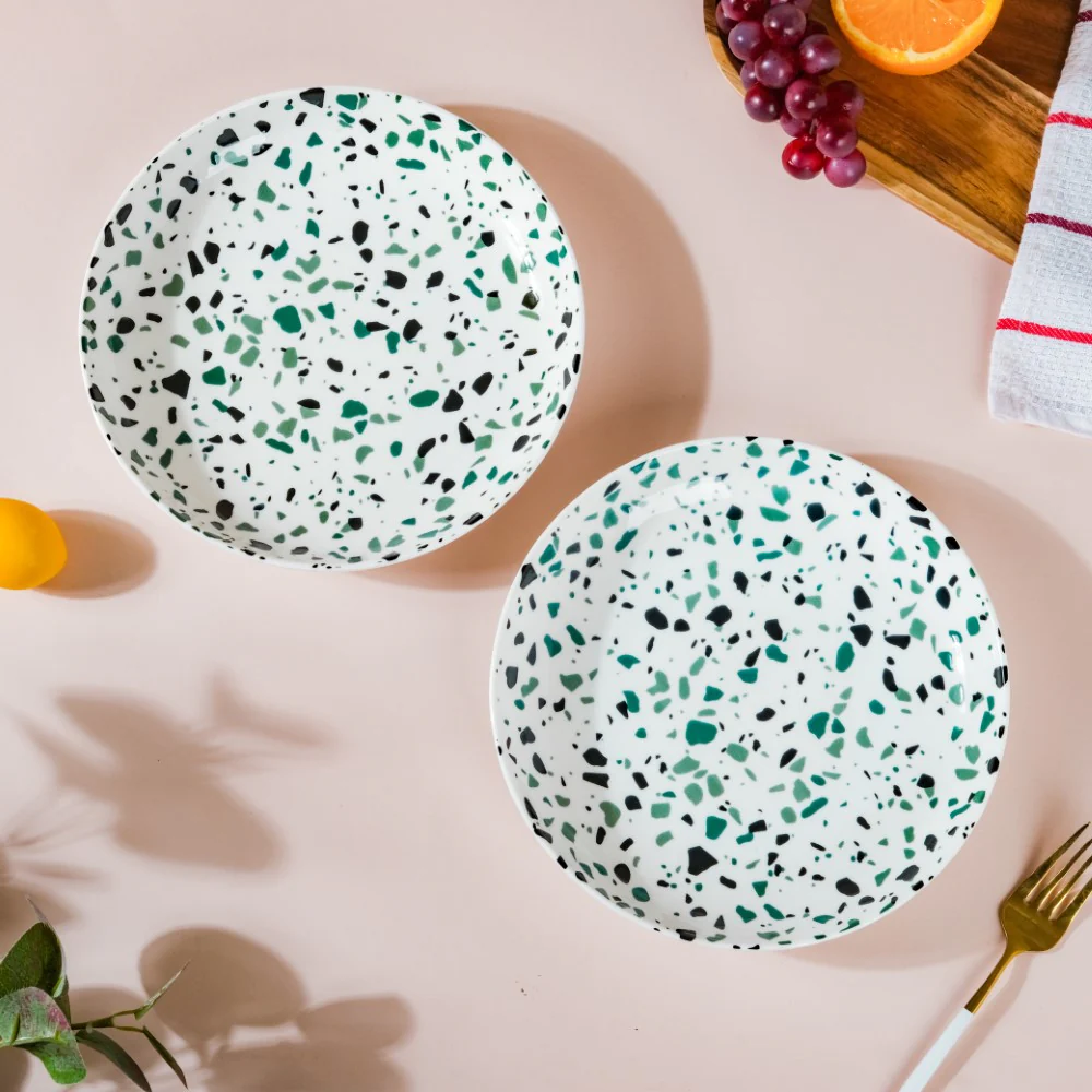 Mosaic Plate Dark Green Set Of 2 8.5 Inch - Image 3
