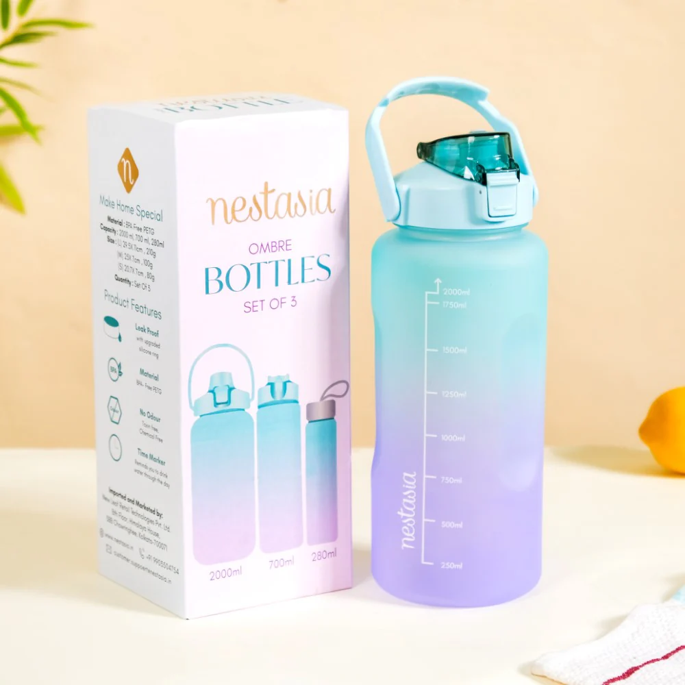 Set Of 3 Motivational Water Bottles Green Lavender - Image 3