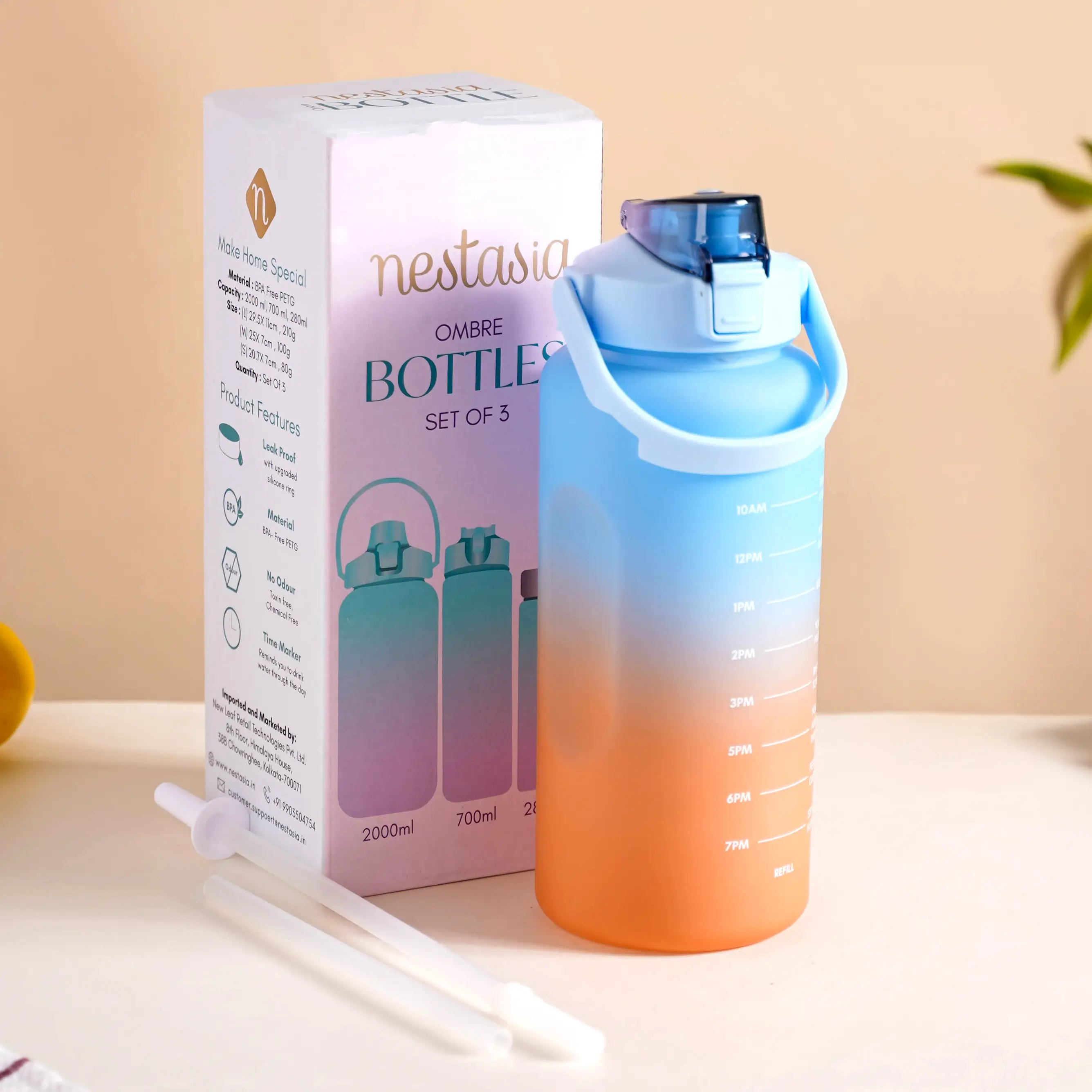 Motivational Water Bottles Set of 3 Blue Orange - Image 5