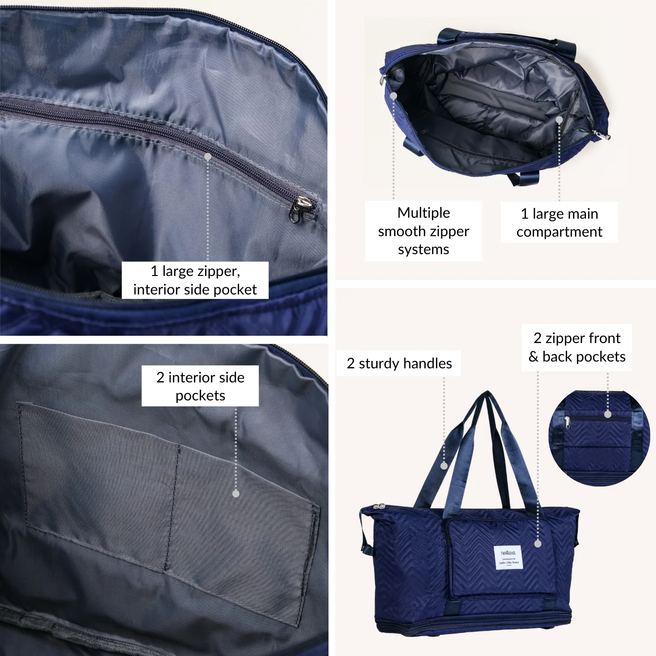Movo Dual Expansion Travel Bag With Removable Wheels Dark Blue - Image 6