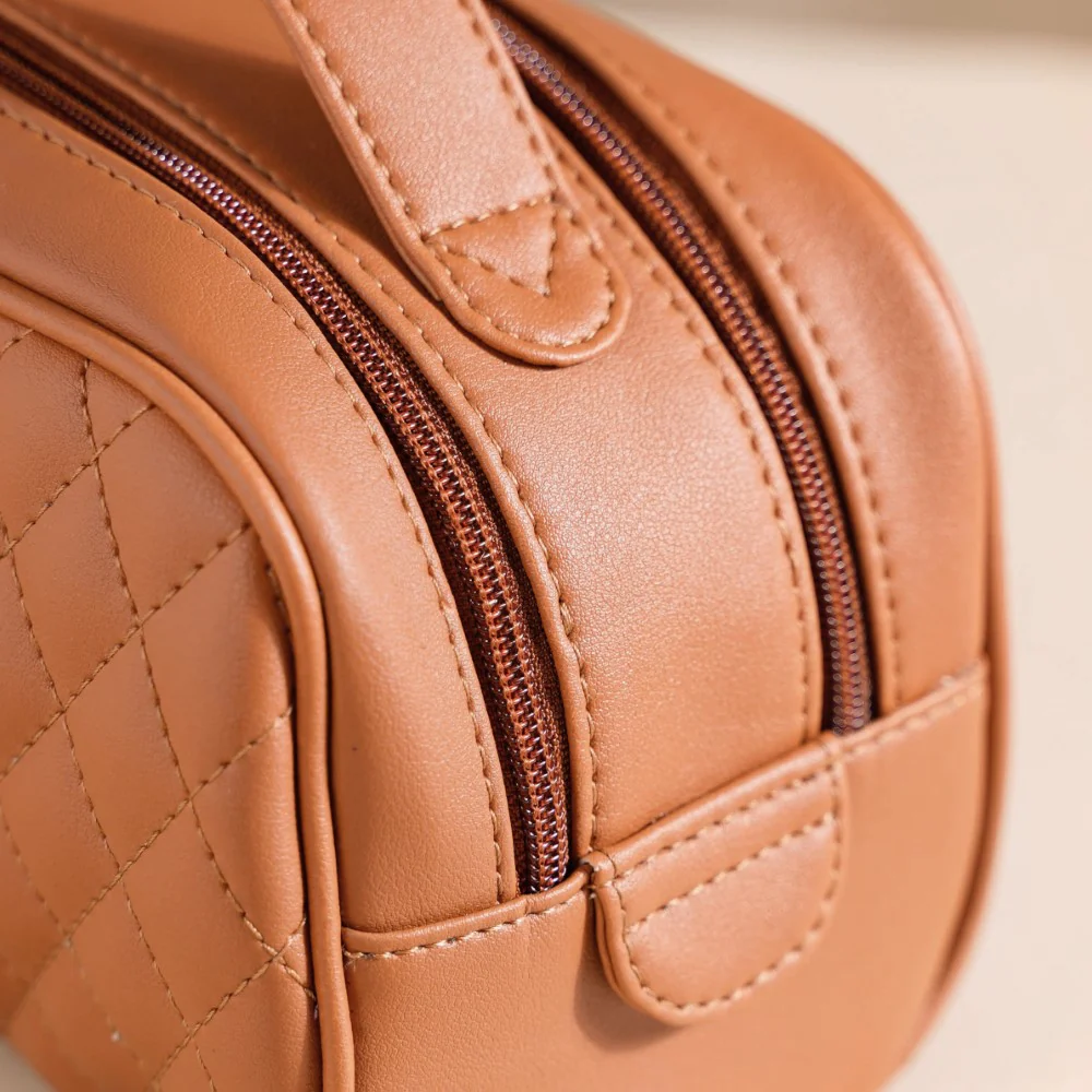Multipurpose Quilted Vanity Pouch Brown - Image 11