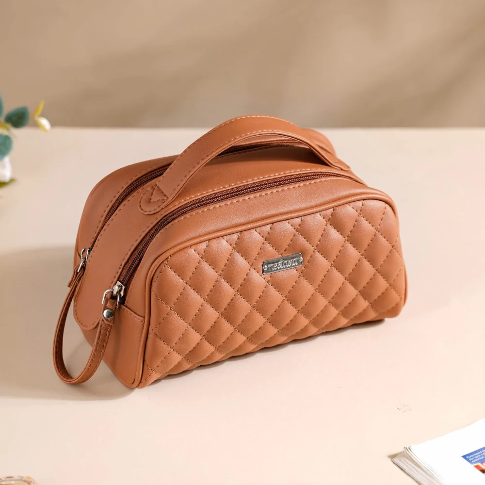 Multipurpose Quilted Vanity Pouch Brown - Image 17