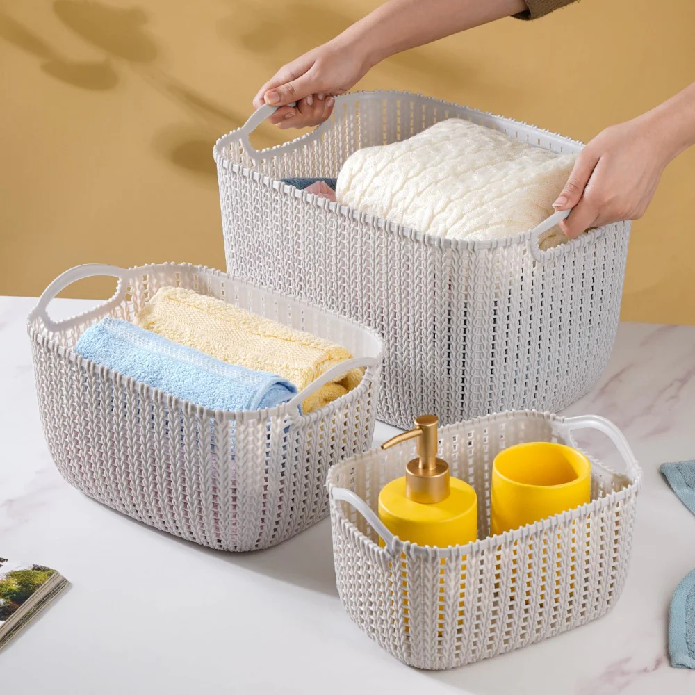 Multipurpose Storage Basket Grey Set Of 3 - Image 5
