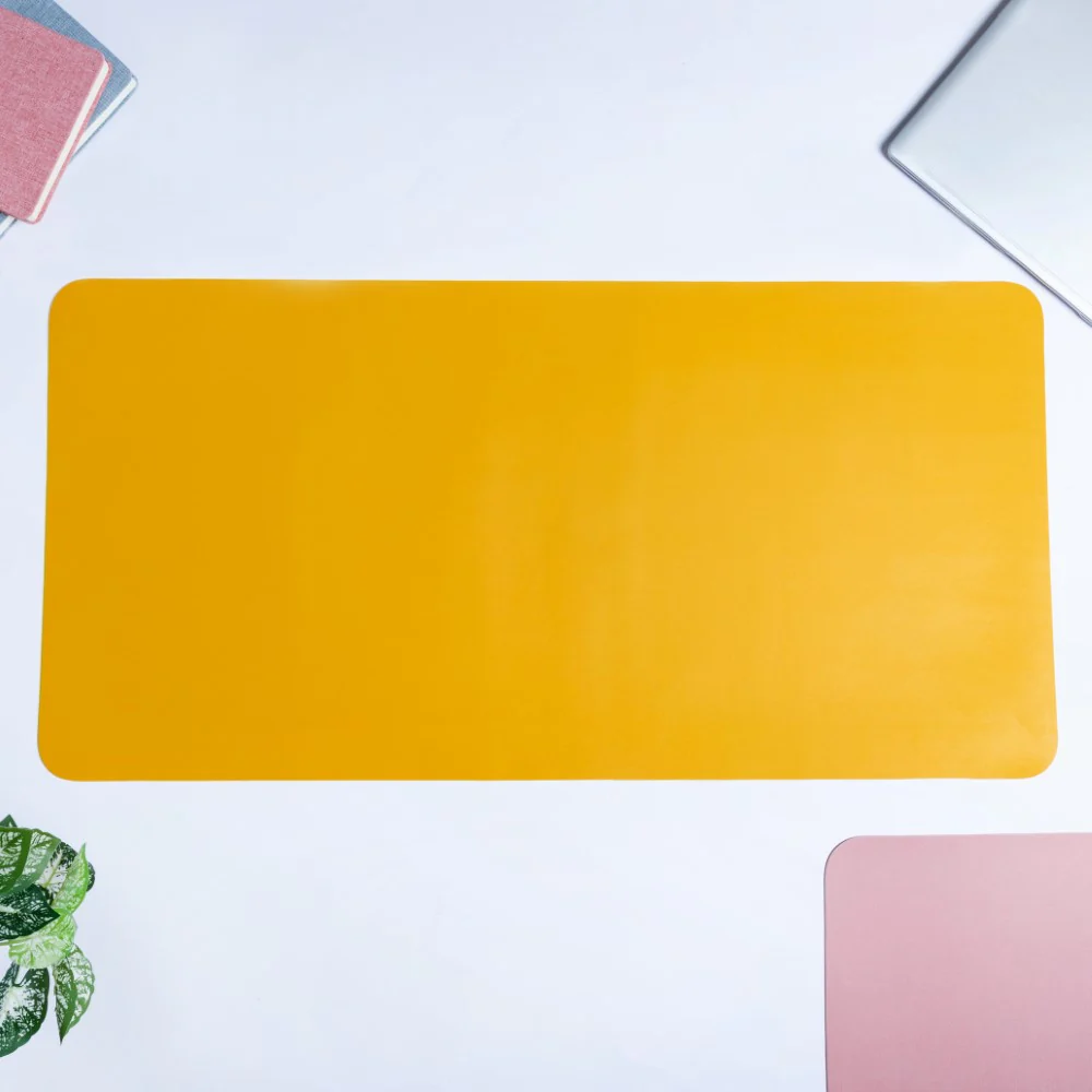 Multipurpose Vegan Leather Desk Mat Yellow 31.5 Inch - Image 3