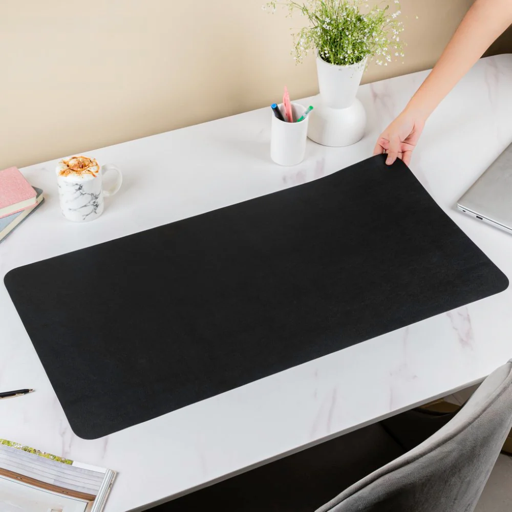 Multipurpose Vegan Leather Office Desk Mat Black 31.5 Inch - Image 2
