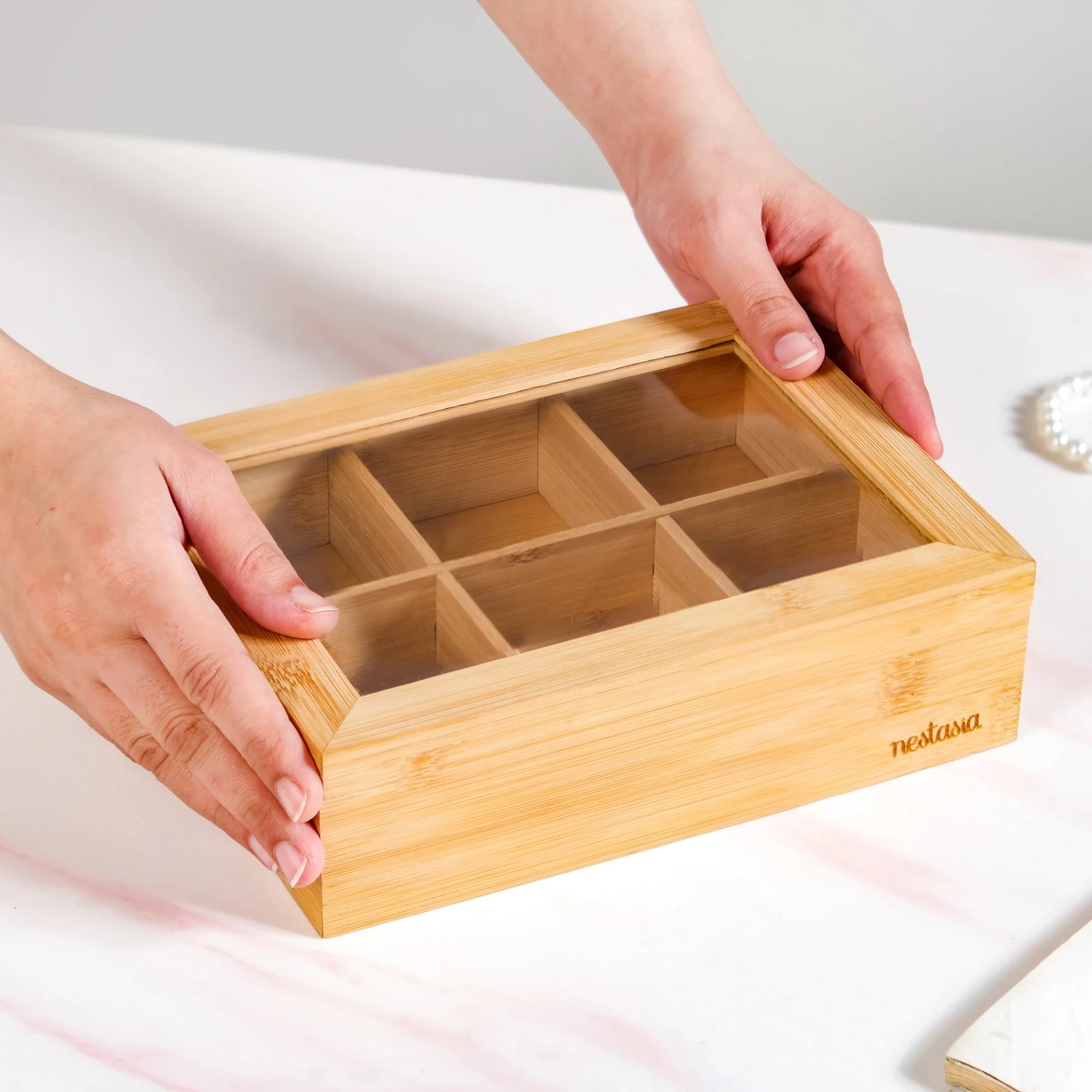 Multipurpose Wooden Storage Box With Compartments 21x16cm - Image 2