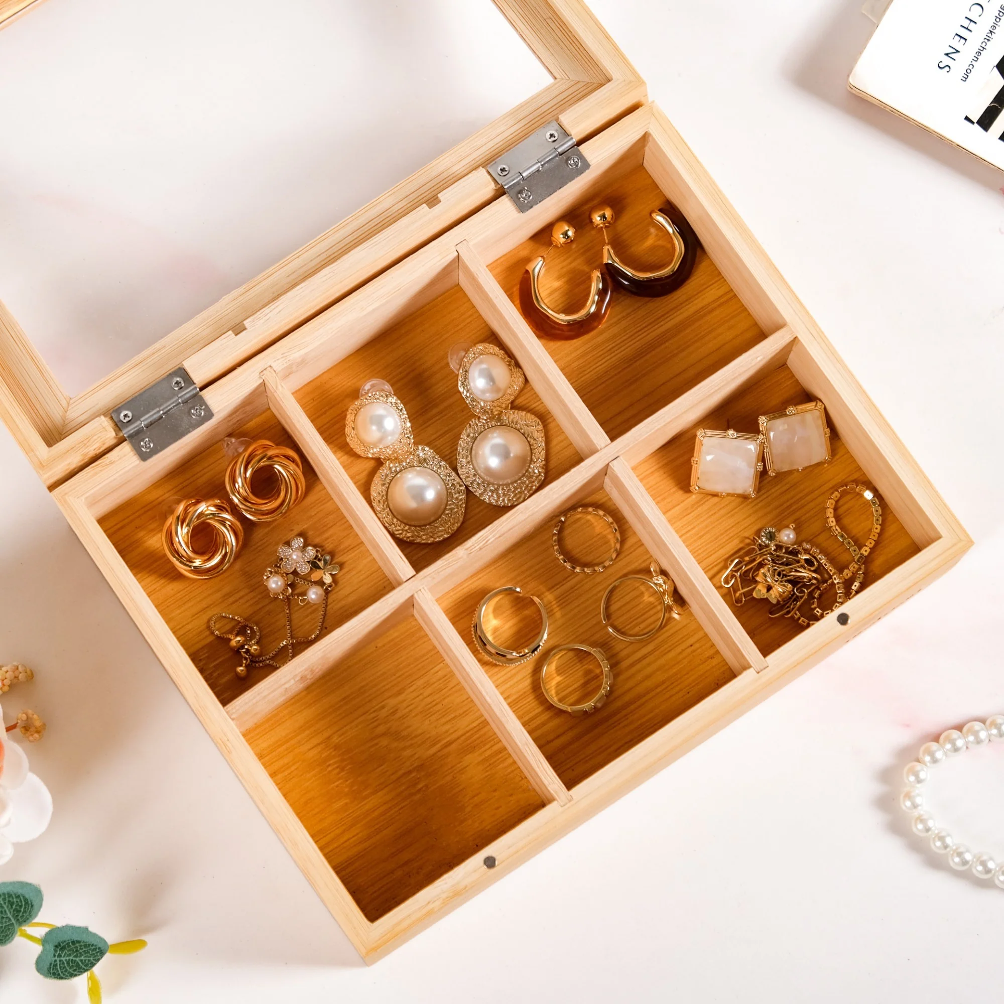 Multipurpose Wooden Storage Box With Compartments 21x16cm - Image 6