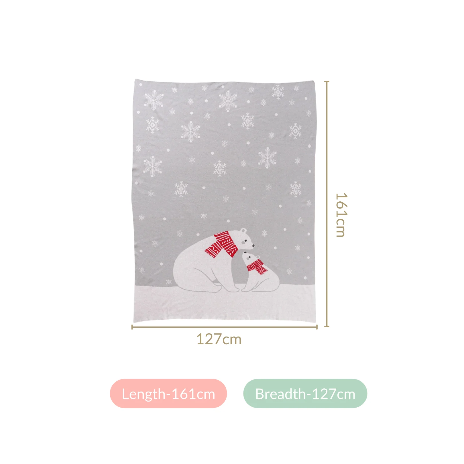 Mumma And Baby Polar Bears Cotton Throw Blanket - Image 5
