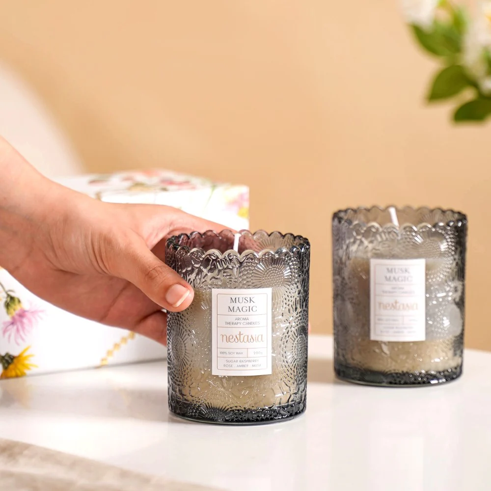 Musk Scented Soy Wax Votive Candle Jar Set Of 2 - Image 2