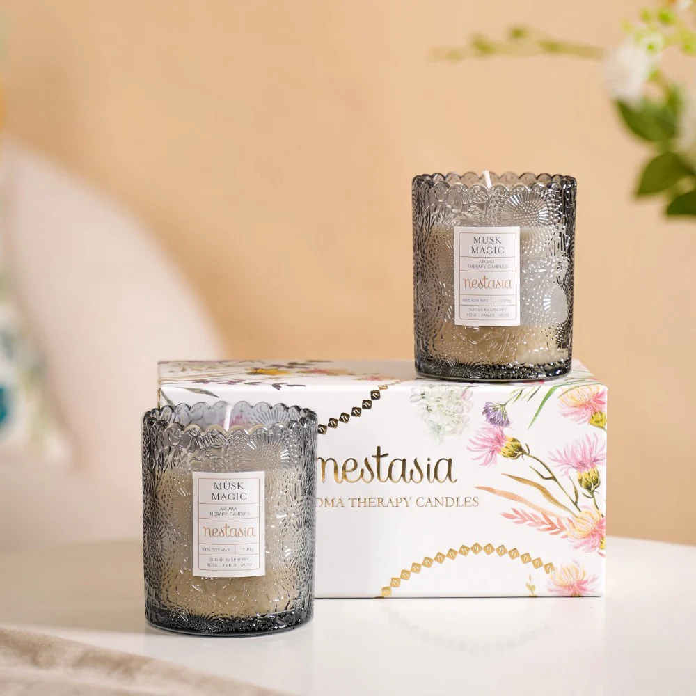 Musk Scented Soy Wax Votive Candle Jar Set Of 2 - Image 3