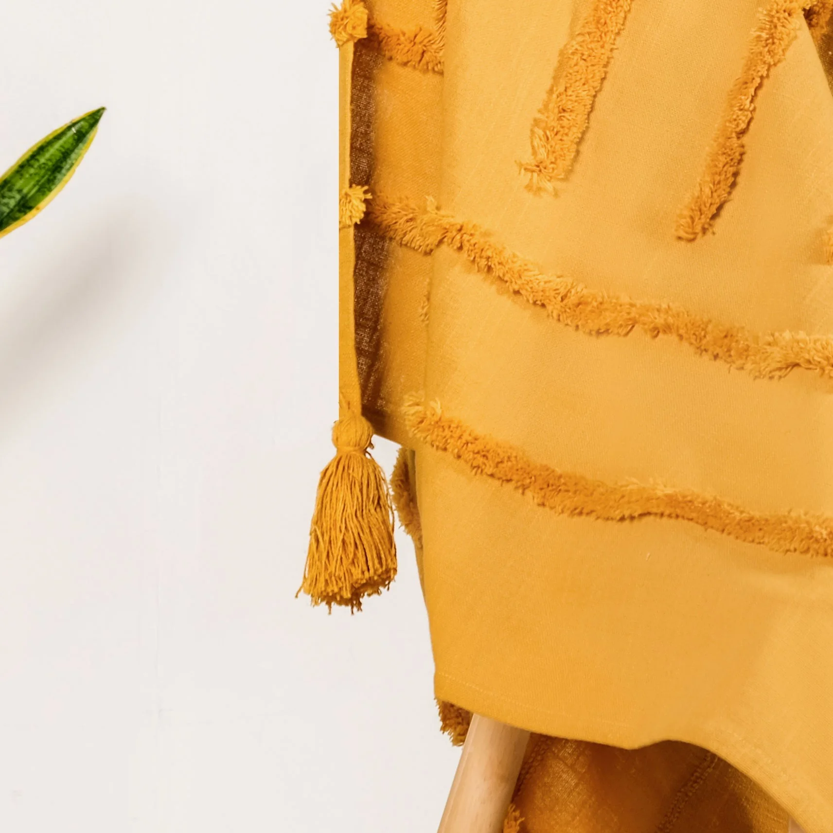 Mustard Morning Tufted Pure Cotton Throw - Image 5