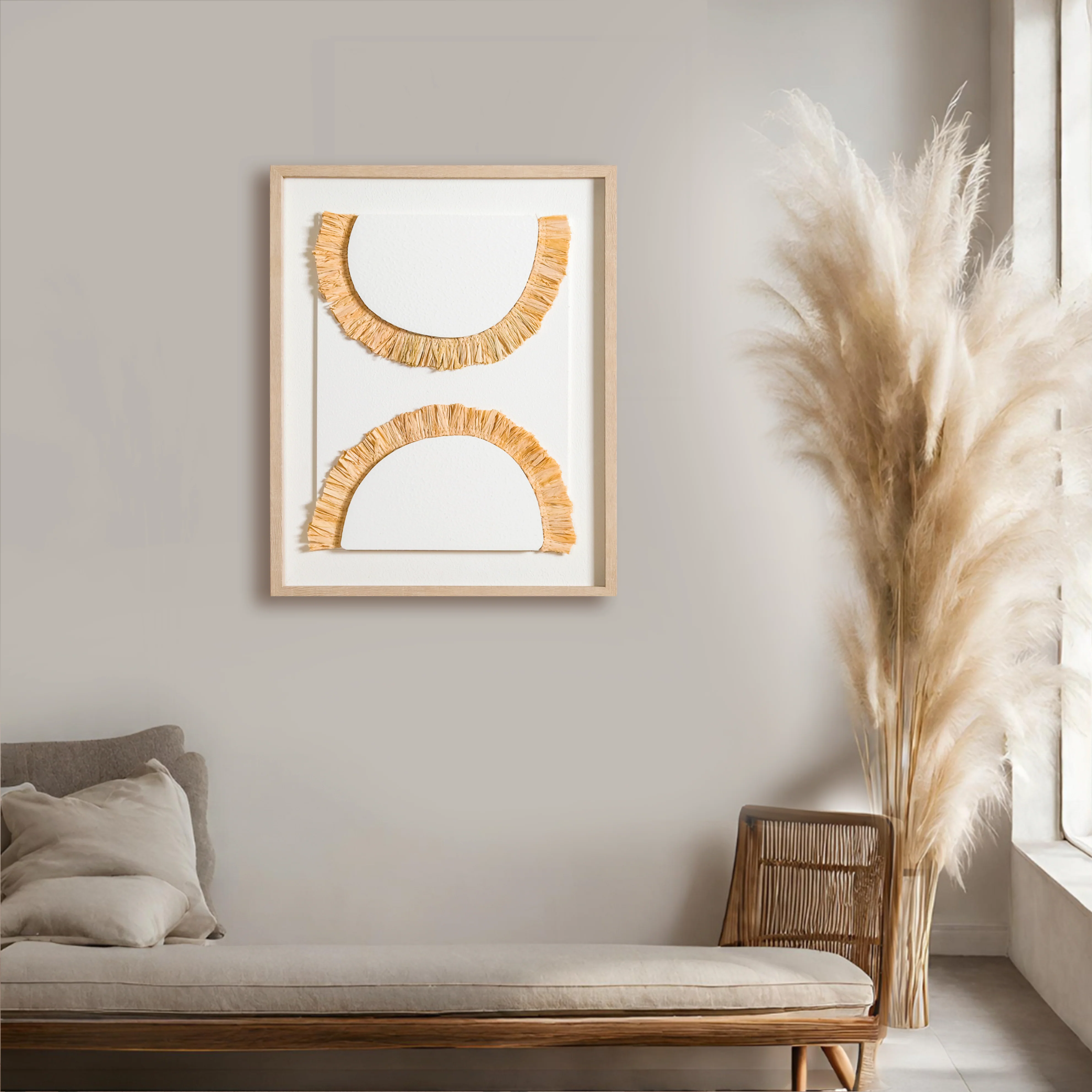 Natural Bohemian Straw Wall Art Decor 20x16 Inch - Image 3