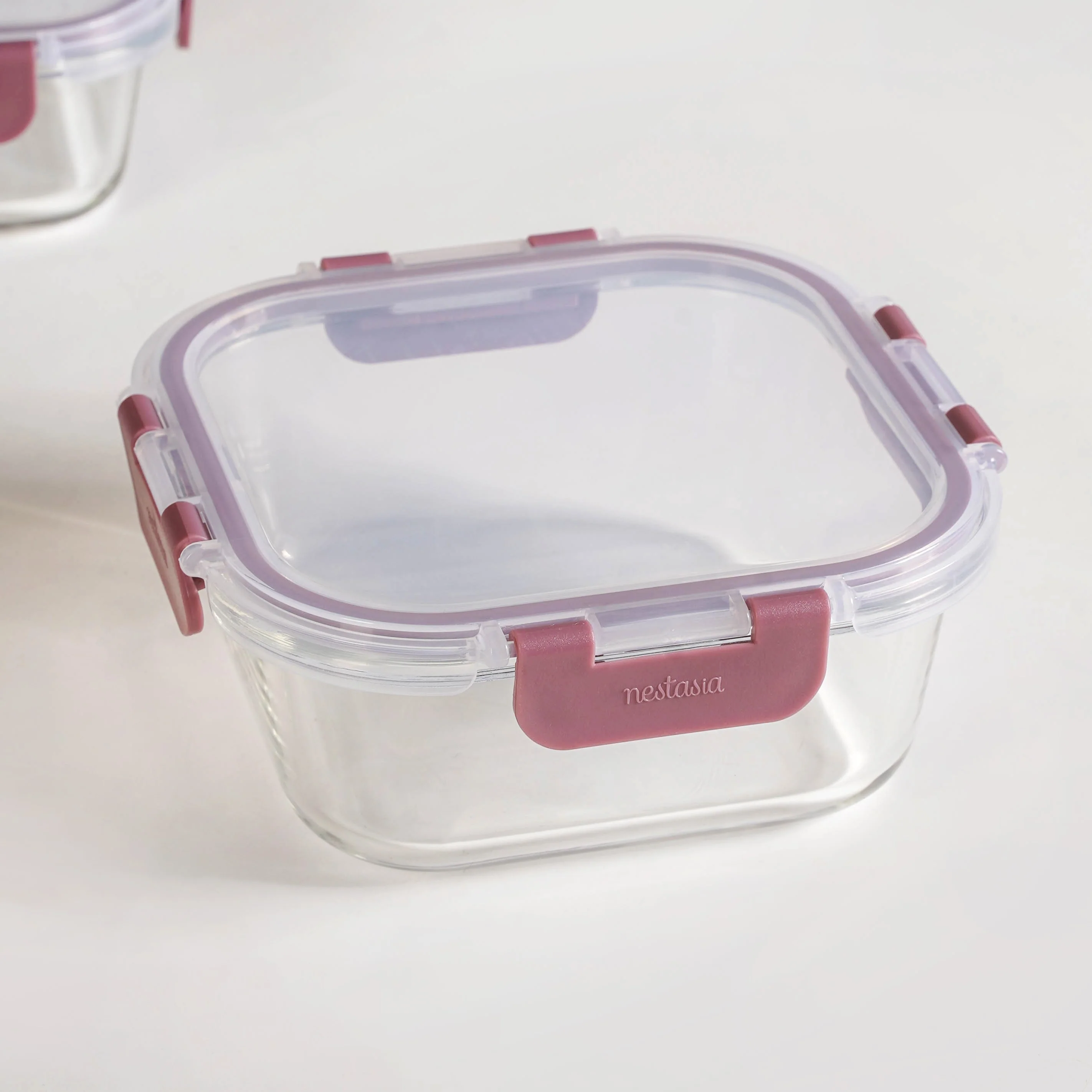 Nestro Square Airtight Containers Set Of 4 Dusty Pink 160ml 300ml 500ml 800ml - Image 8